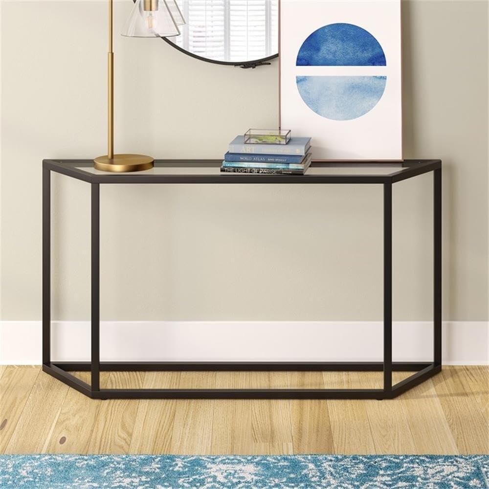 Evelyn&Zoe Levi 55" Wide Trapezoid Console Table, Blackened Bronze