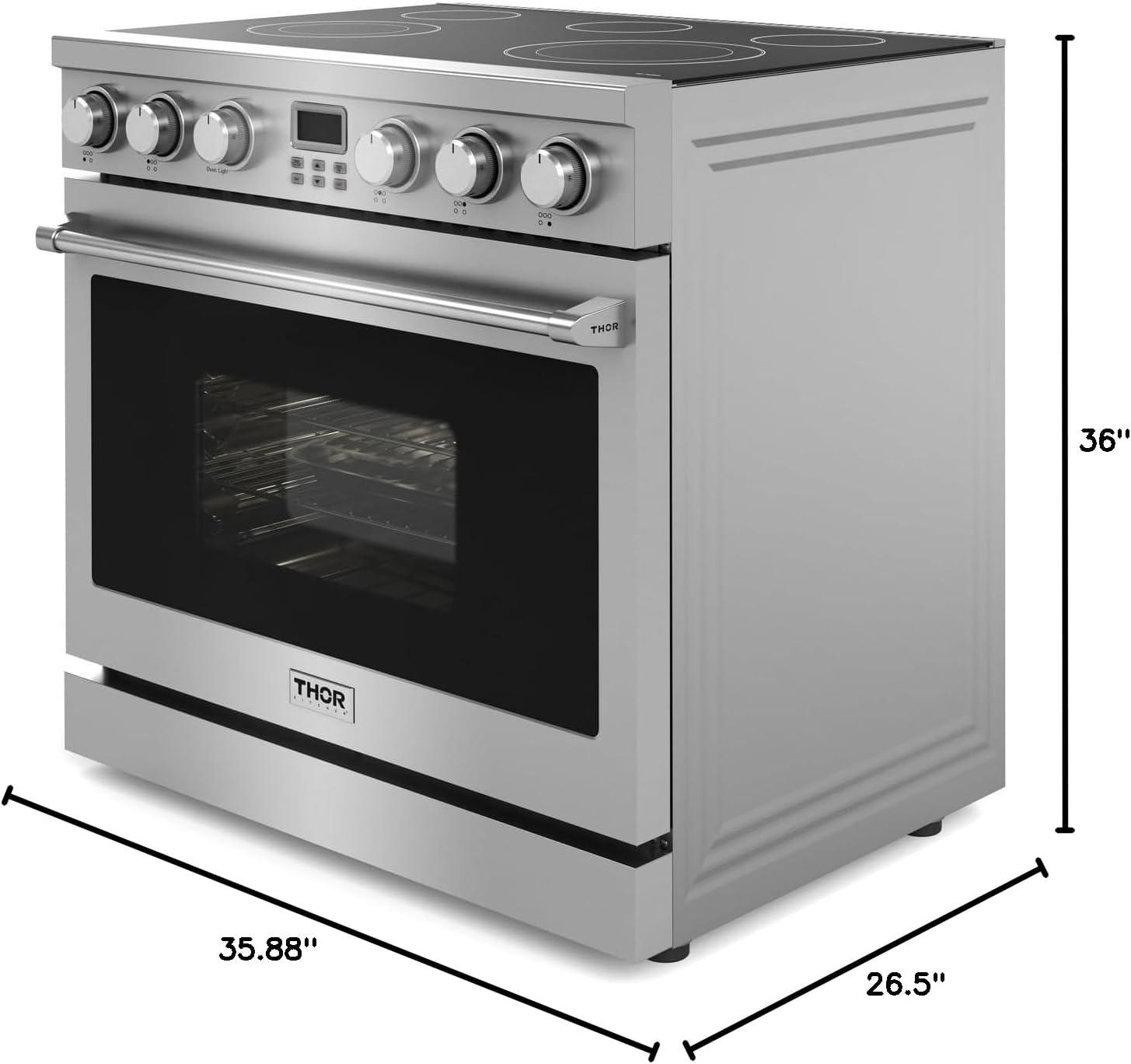 Thor Kitchen Are36 A Series 36" Wide 6 Cu. Ft. Free Standing Electric Range - Stainless