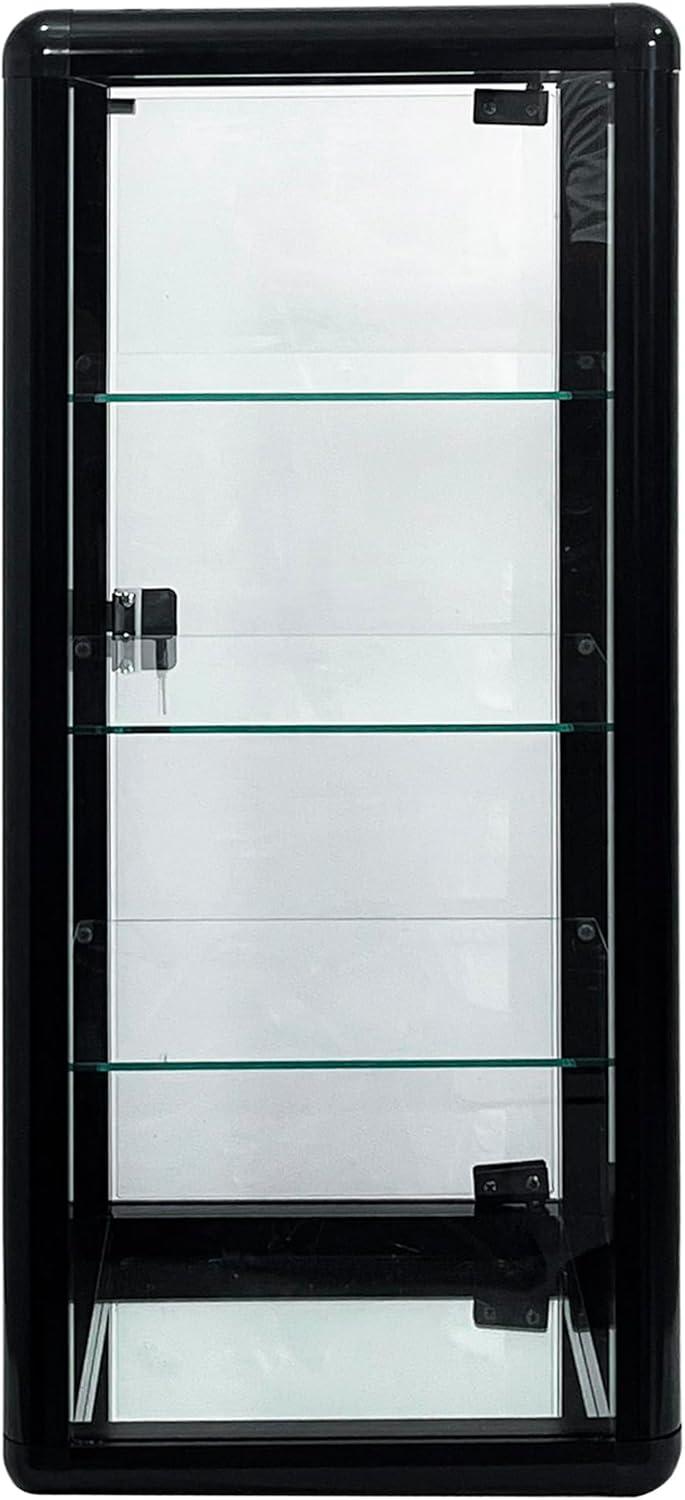 12x14x27inch Aluminum and Glass Countertop Display Showcase,Durable、Spacious and Stylish Display Cabinet for Store, Home or Office Use(Black)