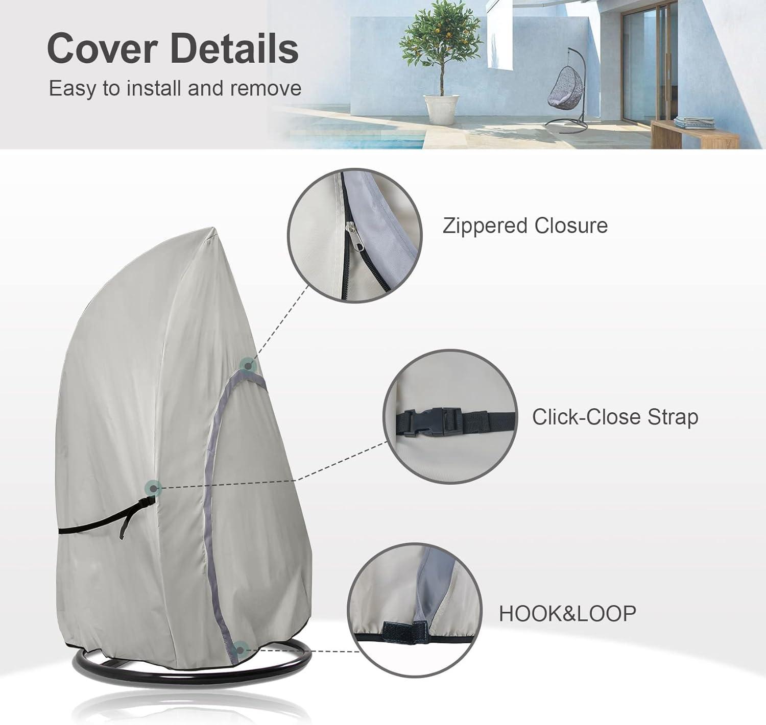Arlmont & Co. Single Seat Patio Hanging Egg Chair Cover - Waterproof Outdoor Wicker Egg Swing Chair with Stand Cover