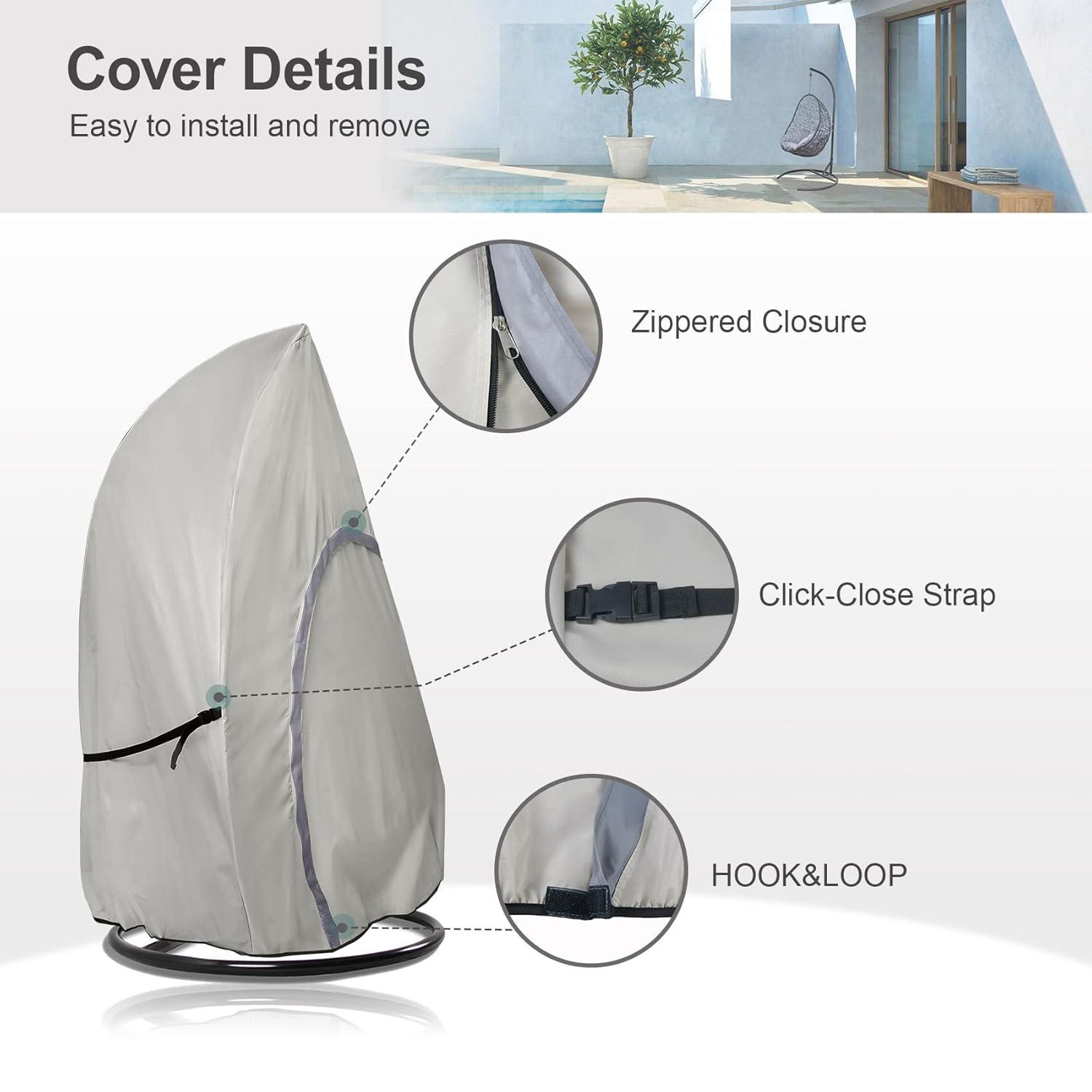 Arlmont & Co. Single Seat Patio Hanging Egg Chair Cover - Waterproof Outdoor Wicker Egg Swing Chair with Stand Cover