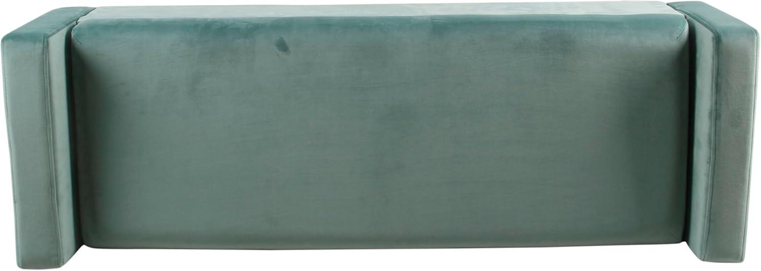 HomePop Fulton Velvet Storage Bench Aqua Blue: Mid-Century, Hinged Lid, Upholstered, Plywood Frame