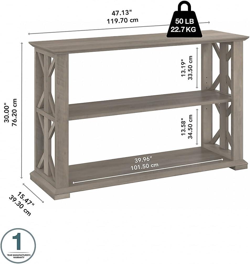 Gray Rectangular Wood Console Table with Storage Shelves