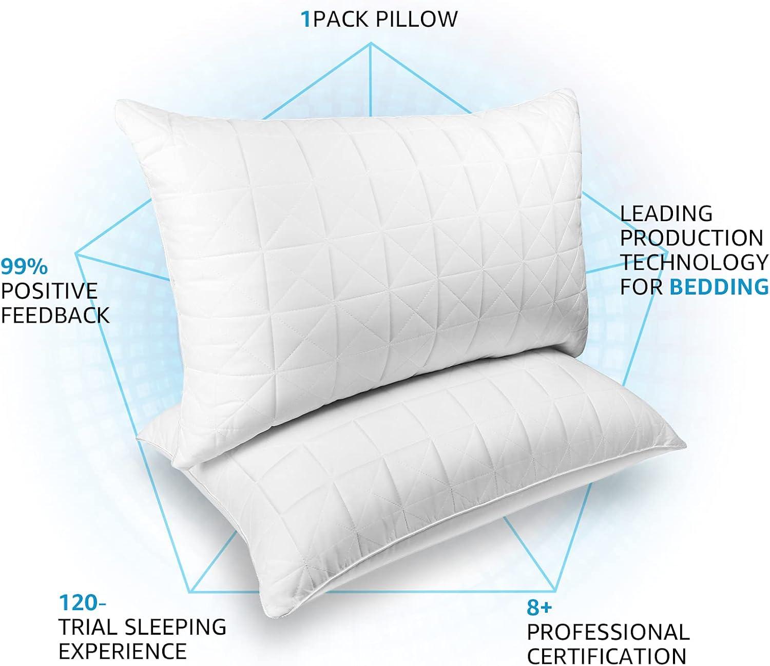 TRAHOO-Bed Pillows Queen Size Set of 2 - Down Alternative Bedding White, Cooling Hotel Quality 20 x 30, Sleeping Pillow for Back, Stomach or Side Sleepers