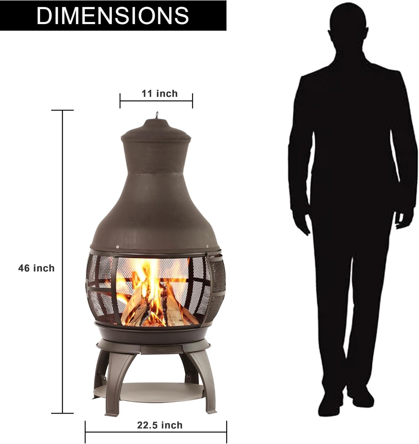 Black Cast Iron Wood Burning Outdoor Chimenea