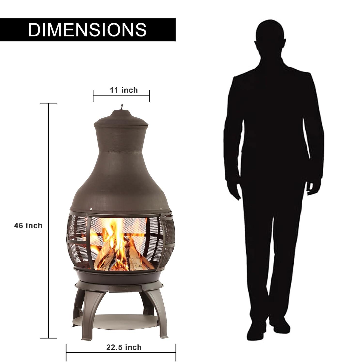 Heatmaxx Round Cast Iron Wood Burning Smokeless Chimnea