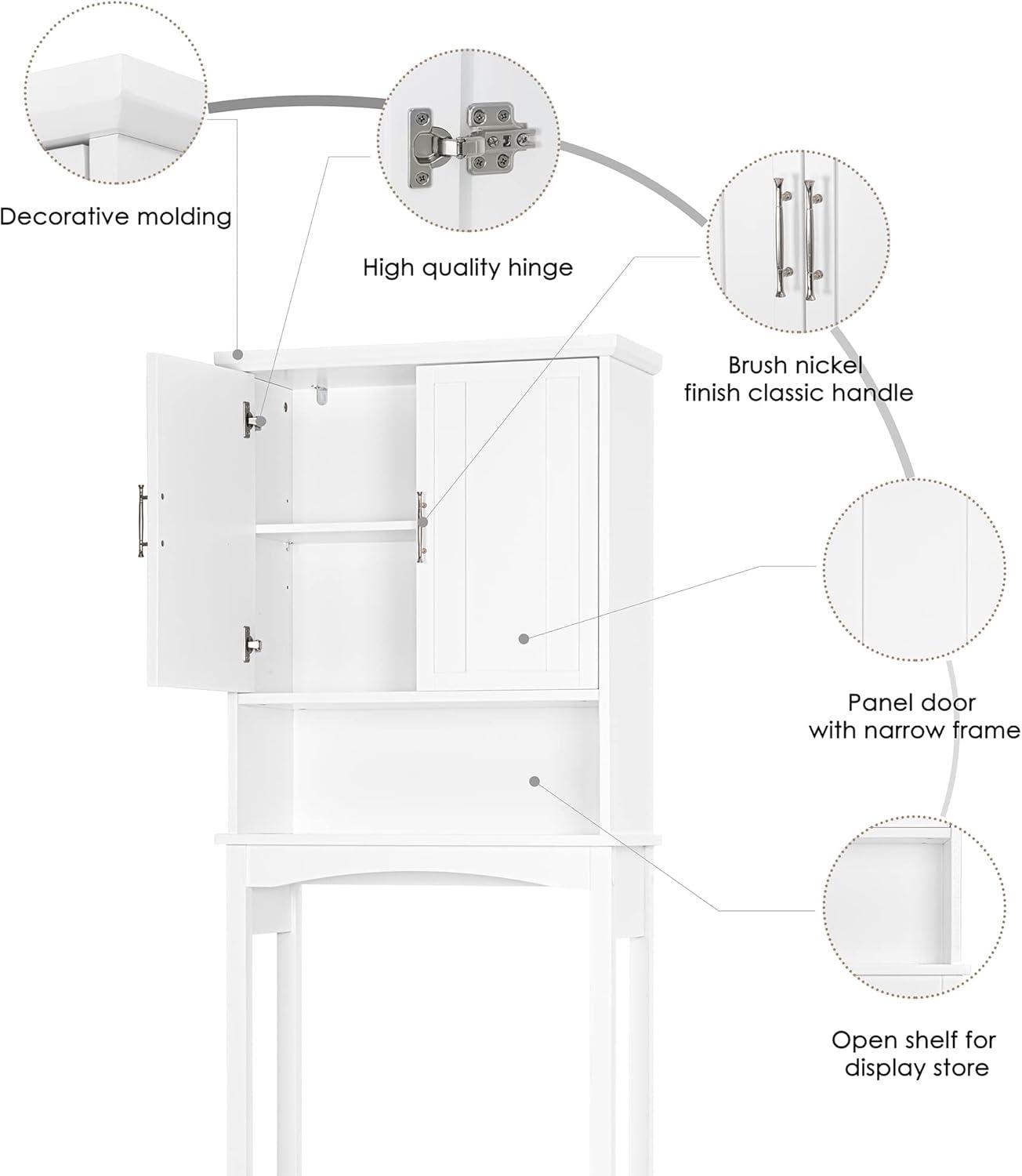 Sobaniilo Over The Toilet Storage Cabinet, Bathroom Storage Organizer Over Toilet, Space Saver W/Adjustable Shelf & Open Storage Shelf, White