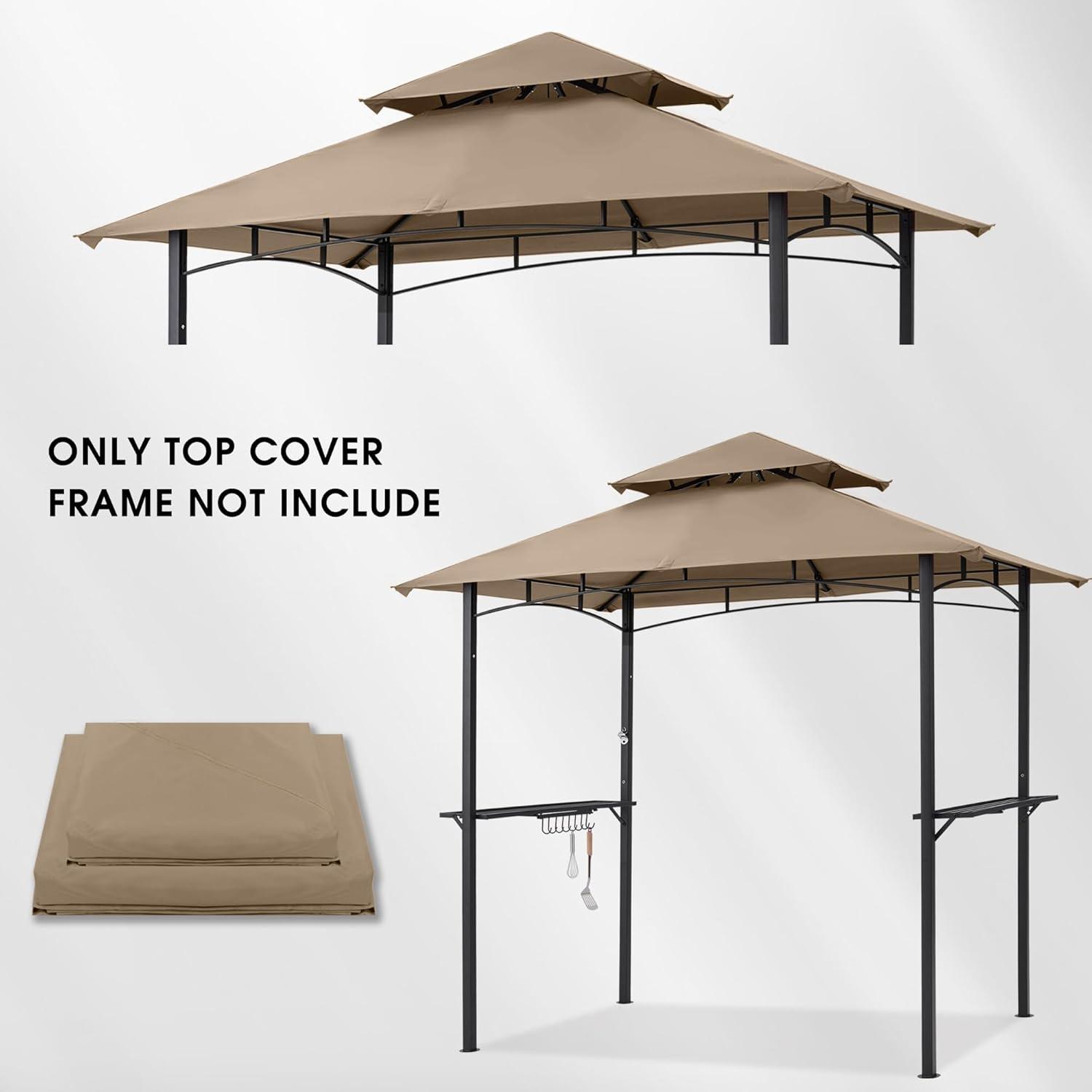 Beige Polyester Grill Gazebo Replacement Canopy Top