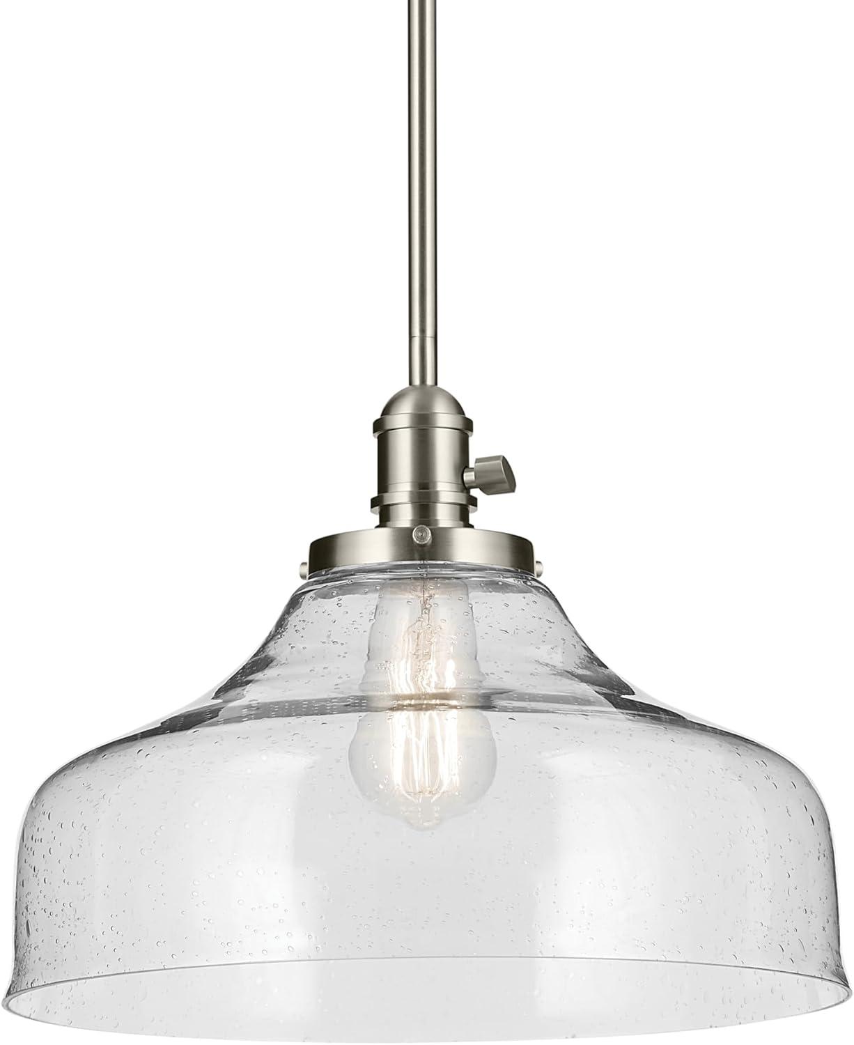 Brushed Nickel Clear Glass Bell Pendant Light