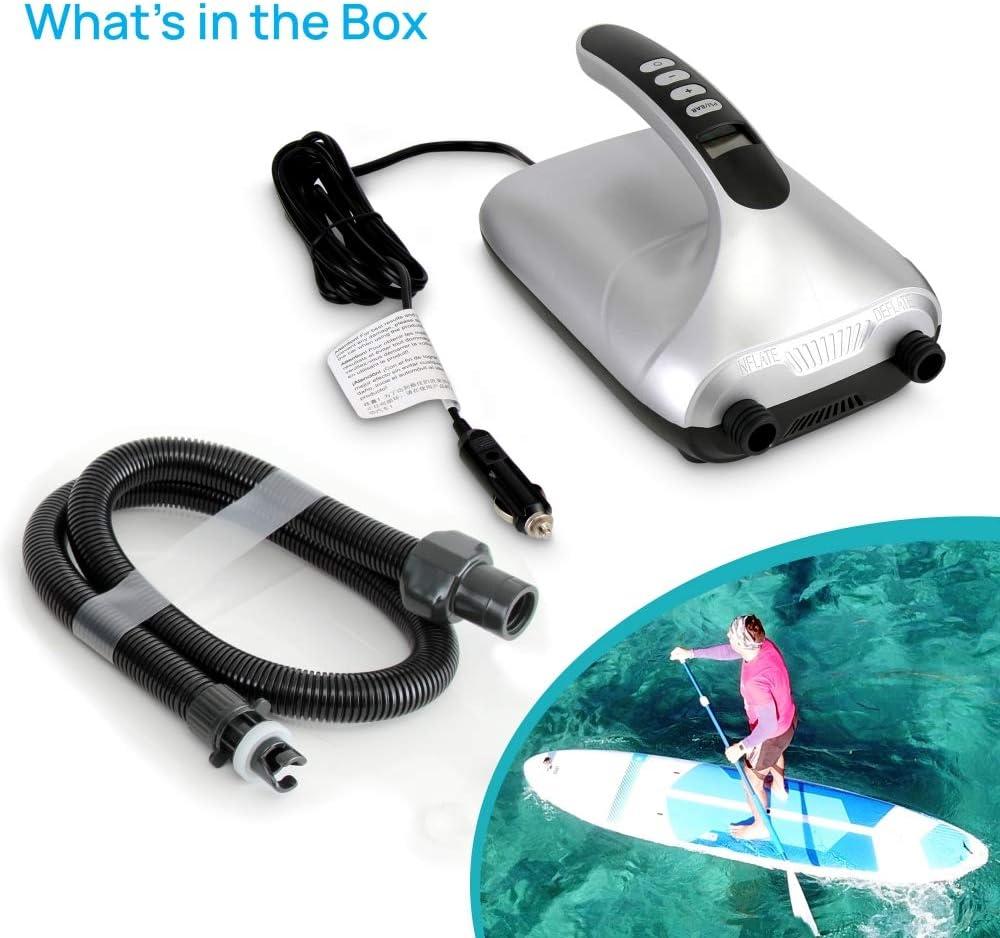 SereneLife High Pressure SUP Electric Air Pump - Silver & Black