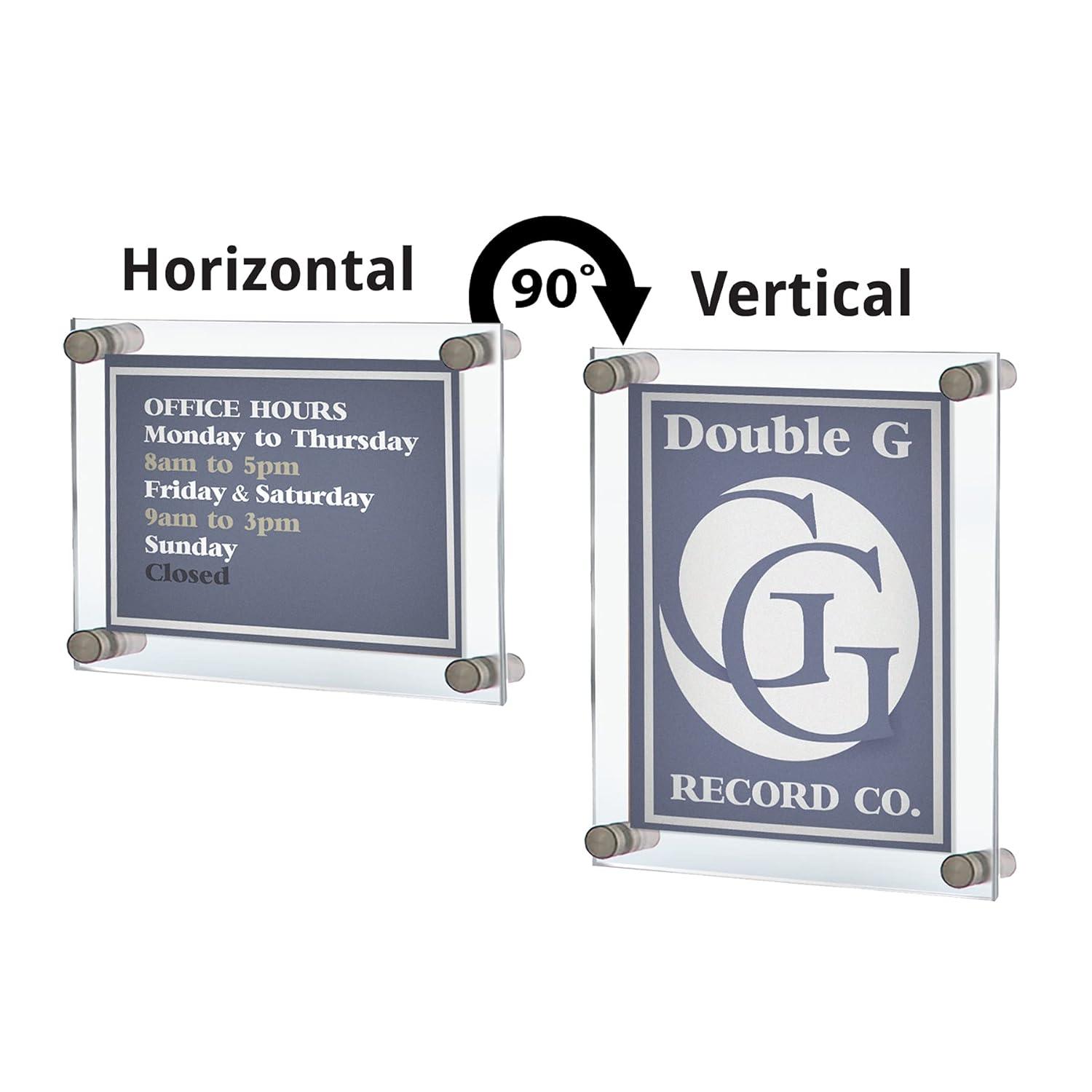 Azar Displays Floating Acrylic Wall Frame with Stand Off Caps: 24" x 36" Graphic Size, Overall Frame Size: 28" x 40" (Set of 2)