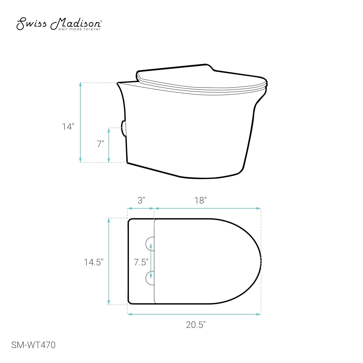 Cascade Wall-Hung Elongated Toilet Bowl