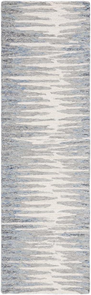 Abstract ABT926 Handmade Indoor Runner - Ivory/Dark Blue - 2'-3"x8' - Safavieh