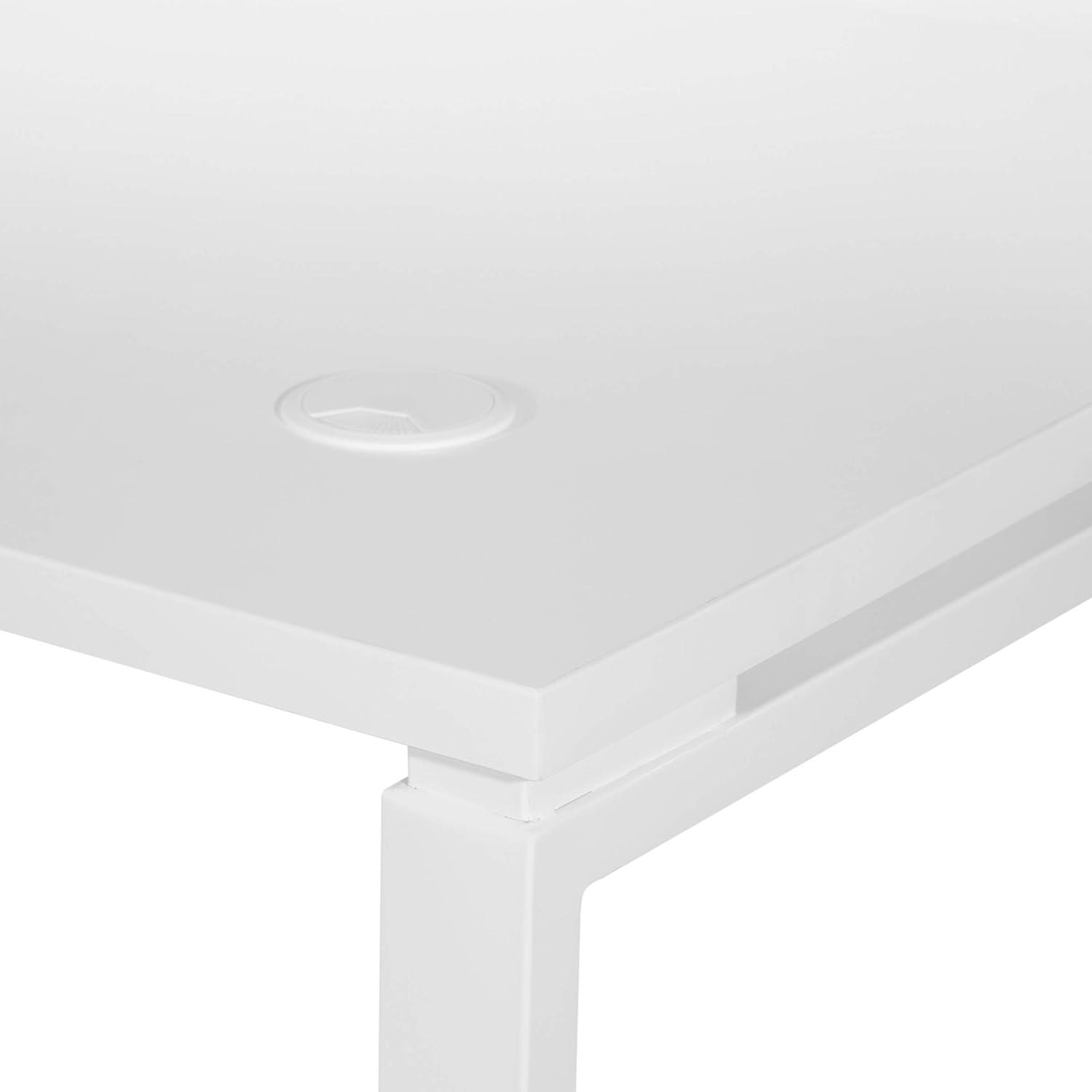 60" Writing Desk with White Laminate Top and White Finish Metal Legs