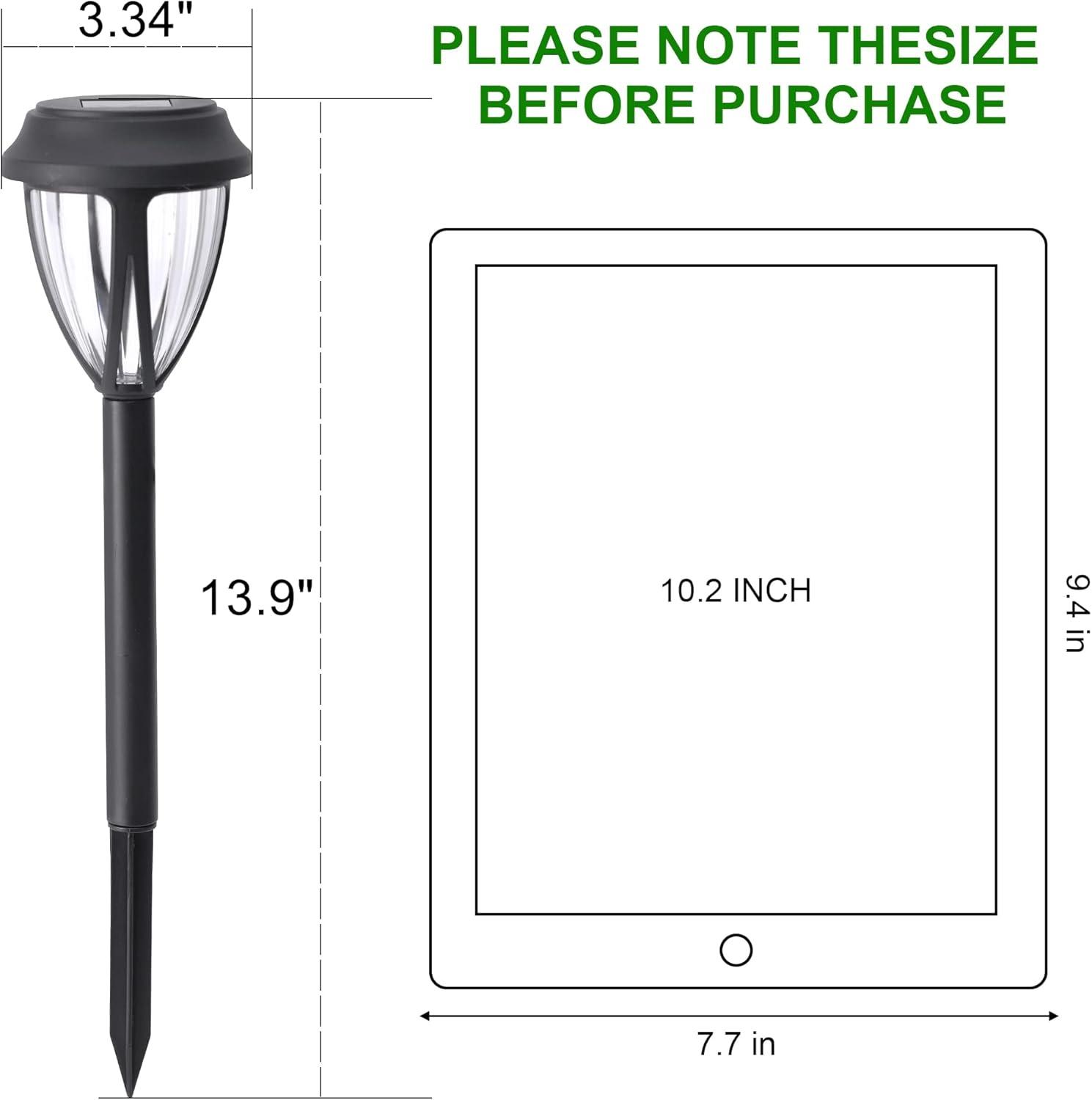 Black Solar LED Pathway Lights with Warm White Glow, 10-Pack