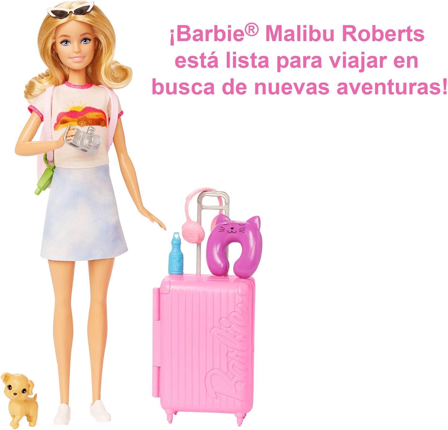 Barbie Doll and Accessories Travel Set with Puppy