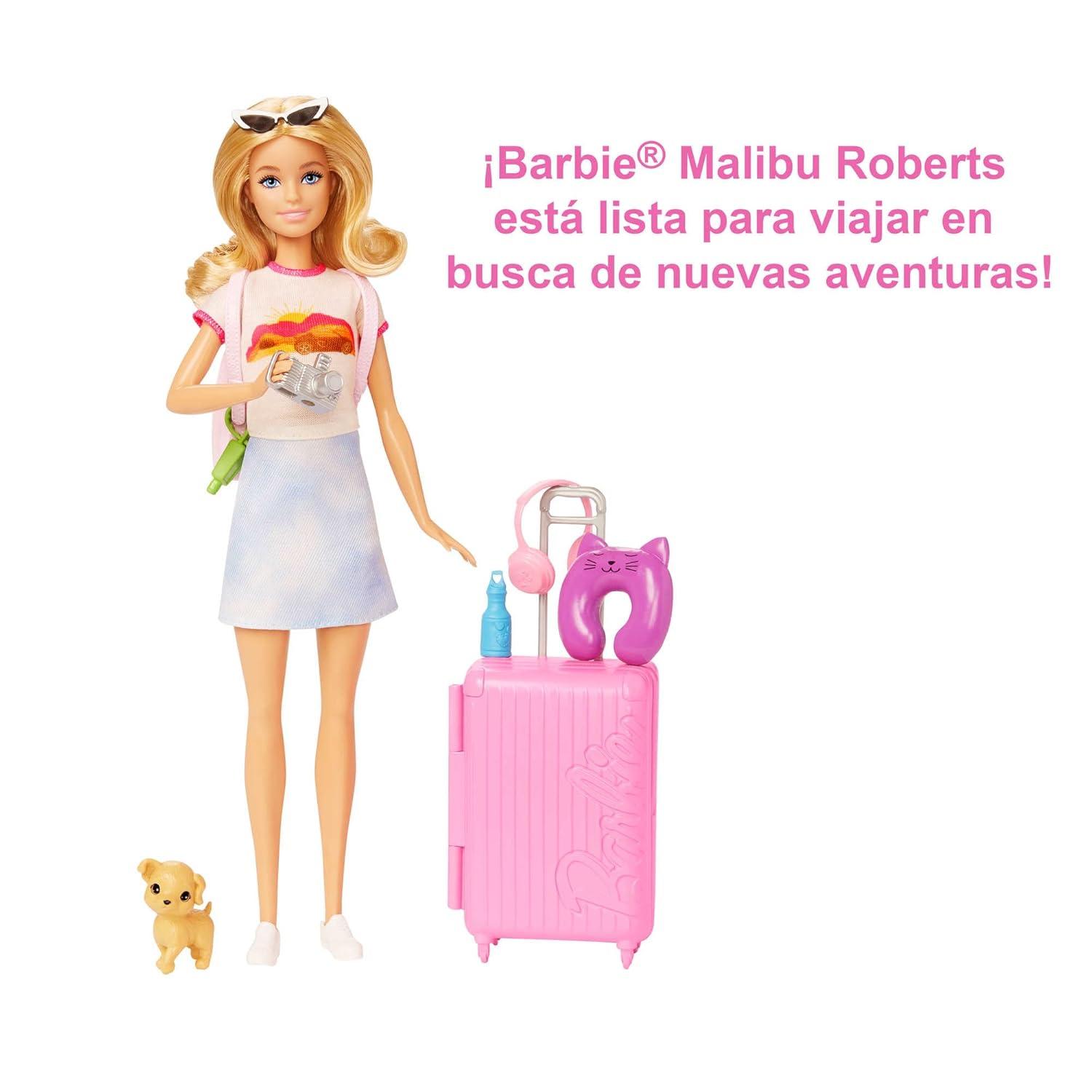 Barbie Doll and Accessories Travel Set with Puppy