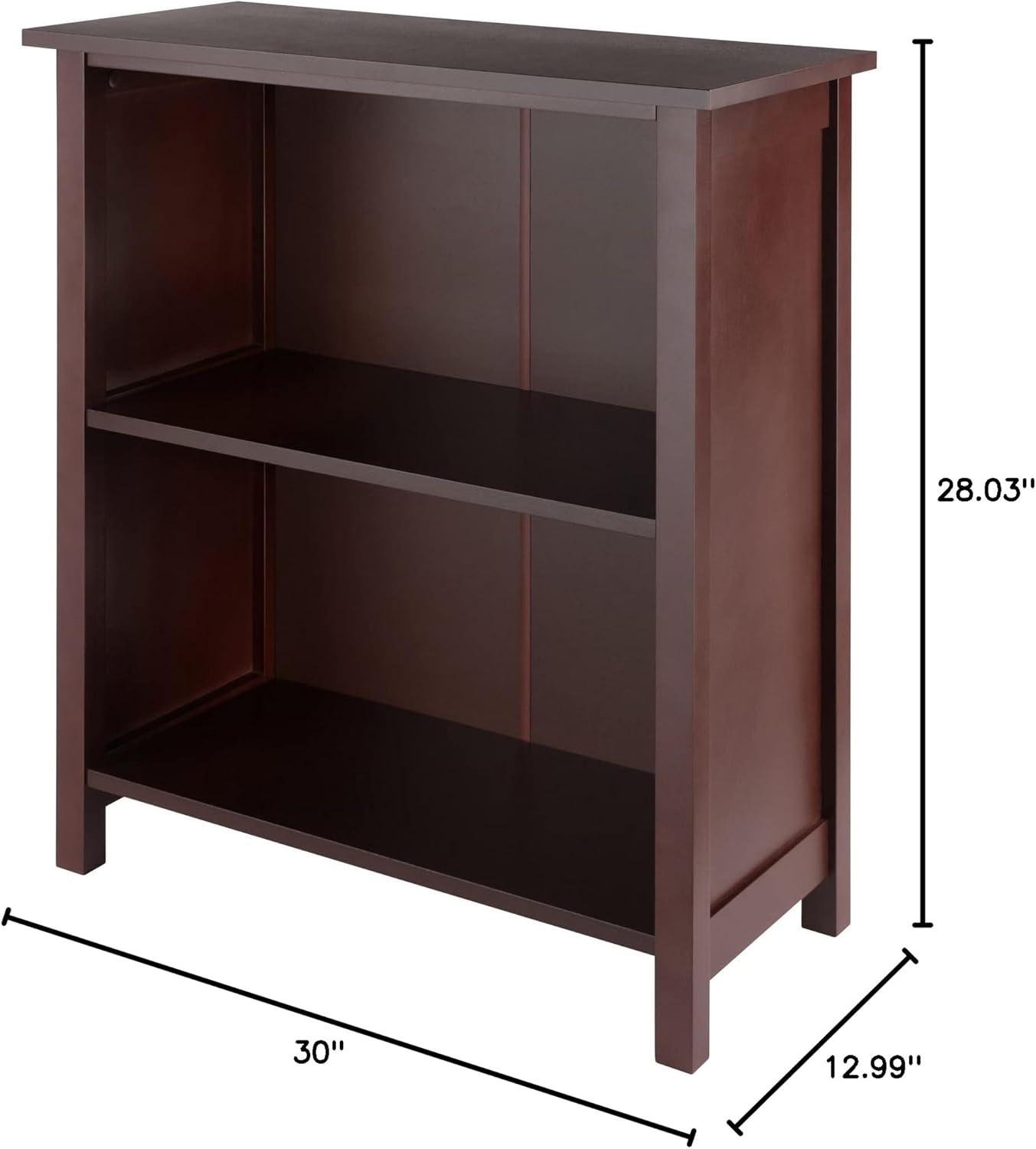 30" 3 Tier Milan Storage Shelf or Bookshelf Medium Walnut - Winsome: Mid-Century Modern Design, Wood Composite, Metal Hardware