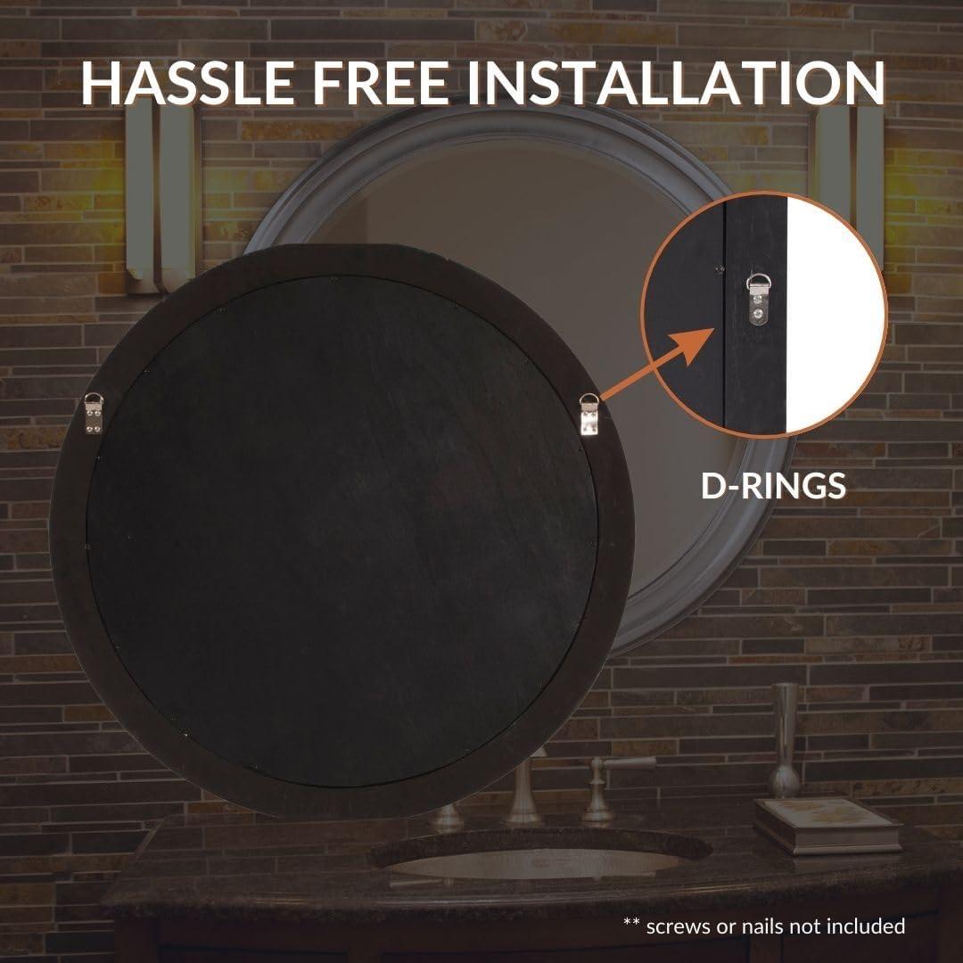 Tyler Dillon Round Bronze Wood Framed Wall & Accent Mirror - 36"D