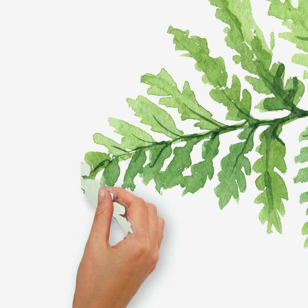 Fern Peel and Stick Giant Wall Decal Green - RoomMates: Vinyl Botanical Modern Decor, Self-Adhesive, 5pc