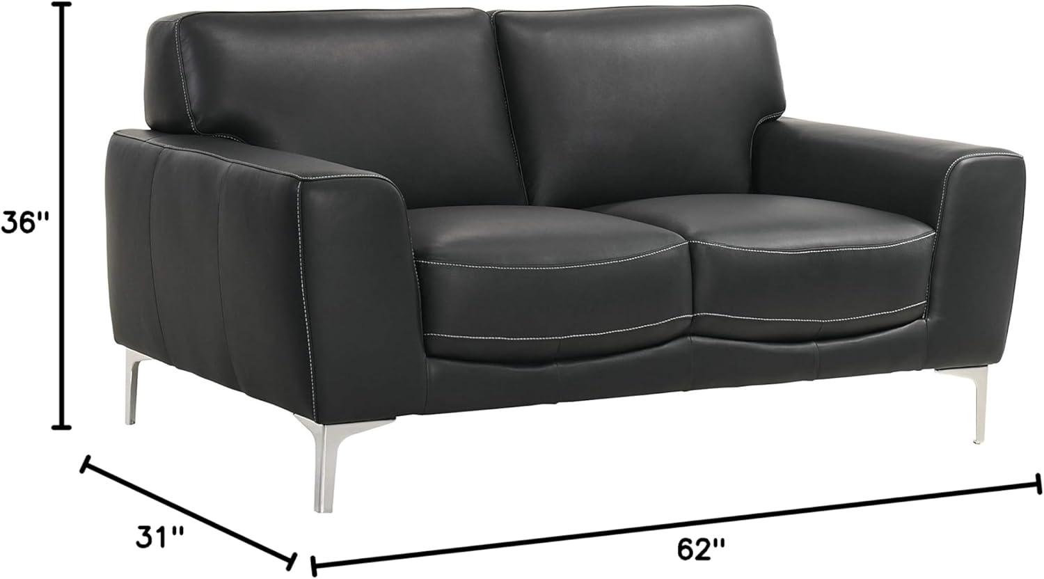 New Classic Furniture Carrara Top Grain Italian Leather Loveseat in Black