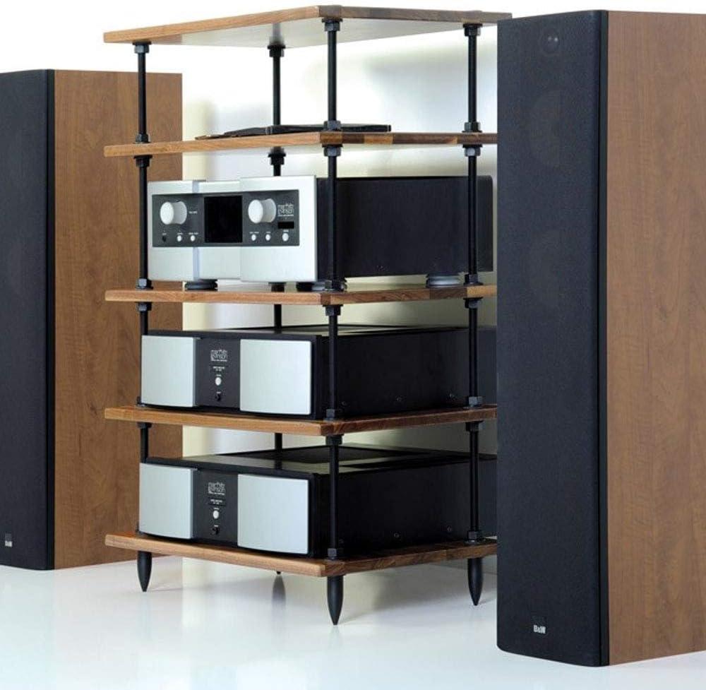 Modular Black MDF & Steel Audio Stand with Adjustable Shelving