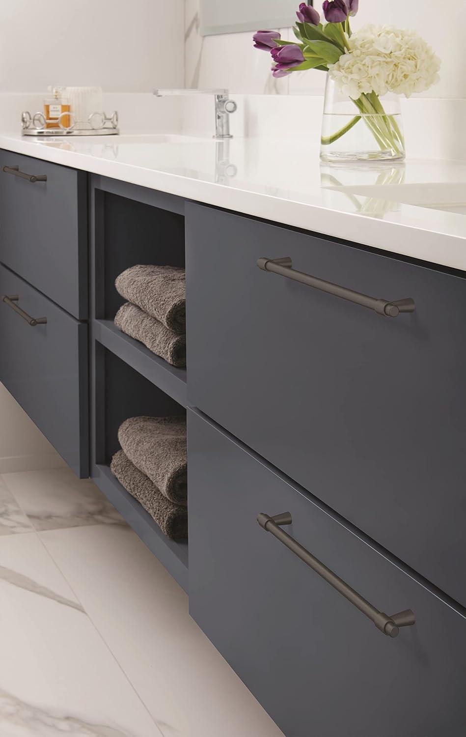 Matte Black Modern Bar Cabinet Pull with Mounting Hardware