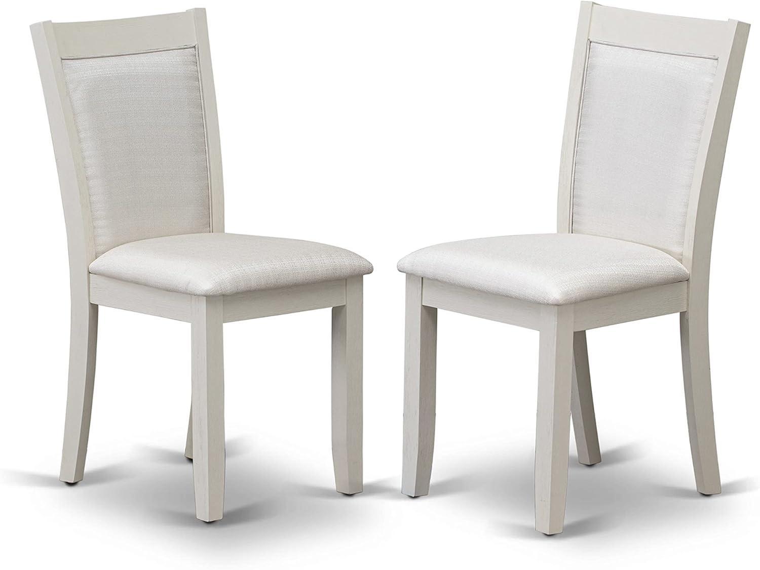 High-Back Parsons Side Chair Set in Cream Linen and Linen White