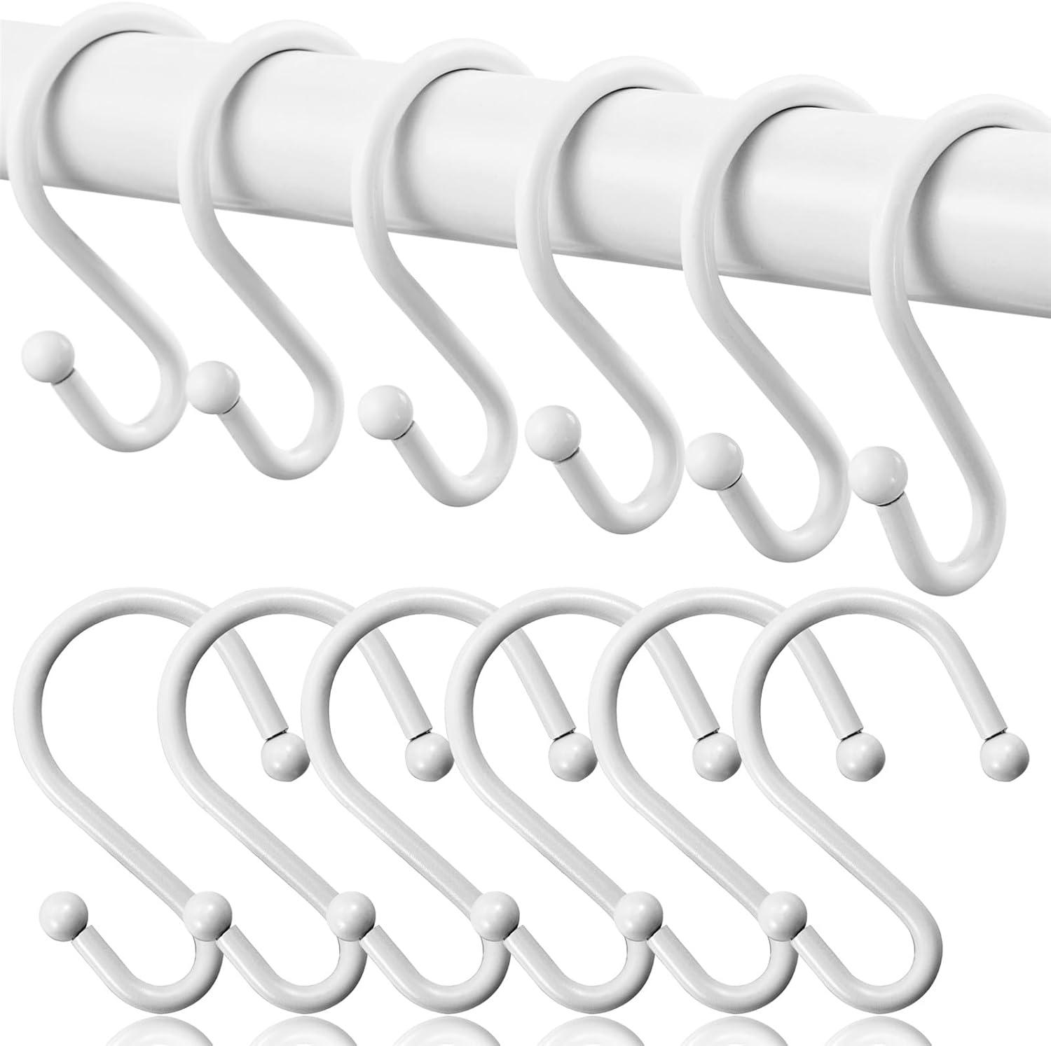 Washranp 12Pcs Shower Curtain Hooks,Rustproof Oil-Rubbed Zinc Alloy Elegant Oval Design Shower Curtain Rings for Home