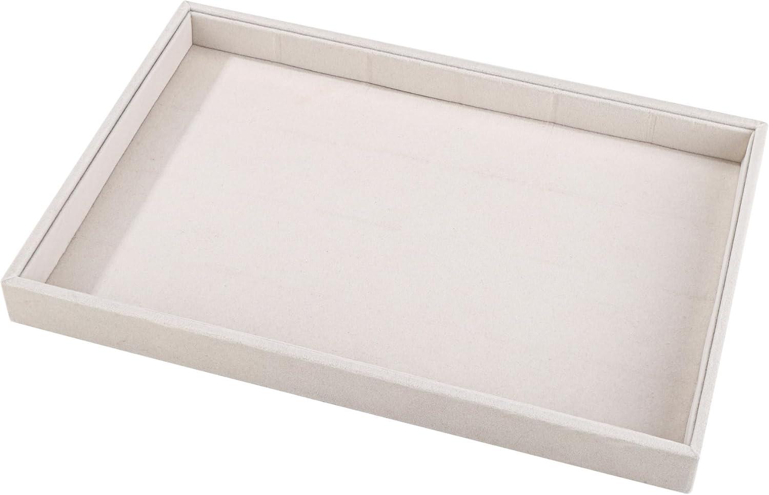 Elegant Beige Linen 24-Compartment Jewelry Tray Organizer