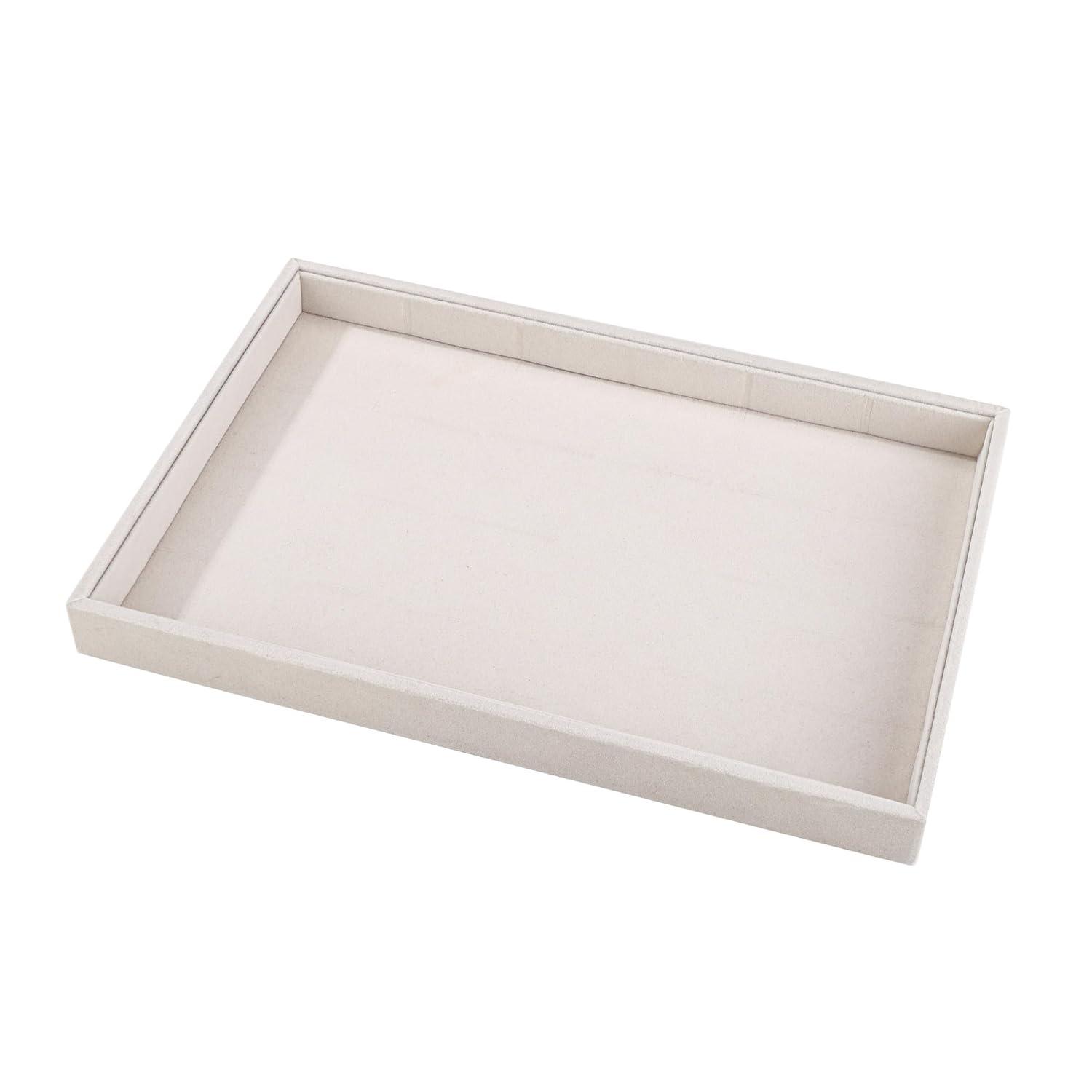 Elegant Beige Linen 24-Compartment Jewelry Tray Organizer