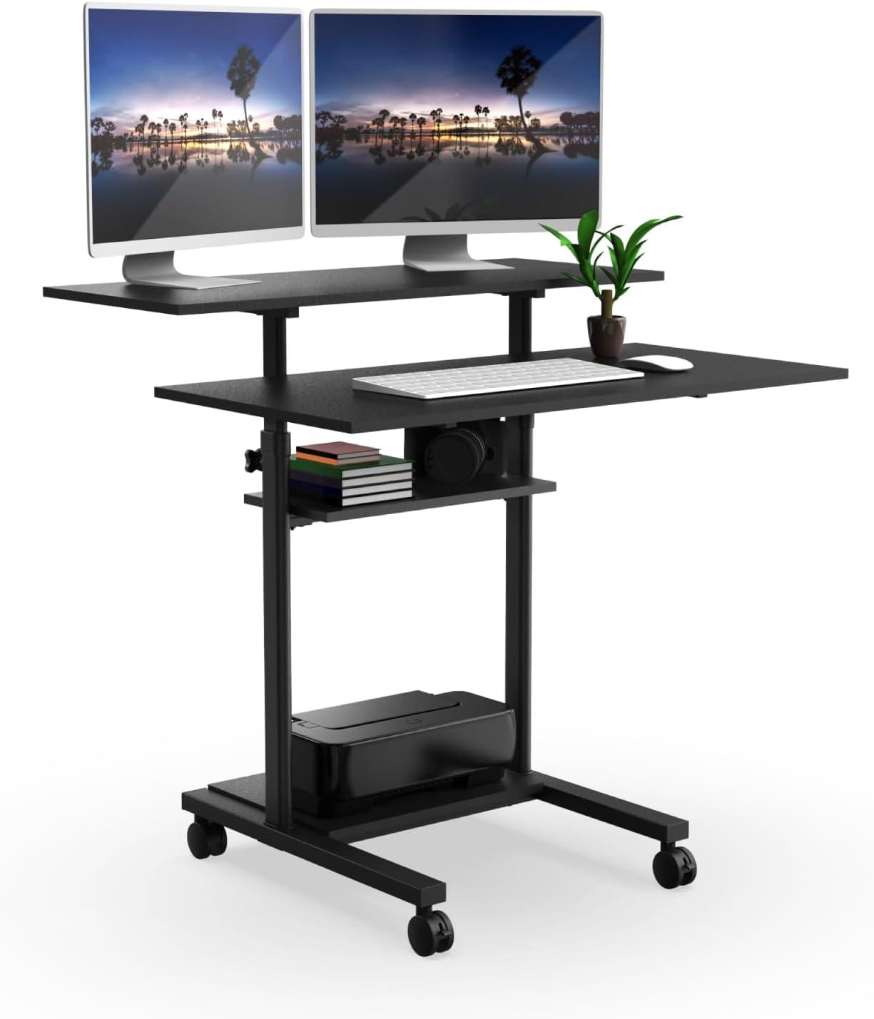 Mount-it Adjustable Metal Base Standing Desk Converter