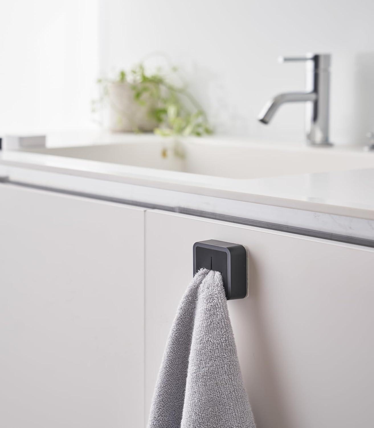 Yamazaki Home Traceless Adhesive Towel Holder, ABS Plastic, Holds 0.55 Lbs