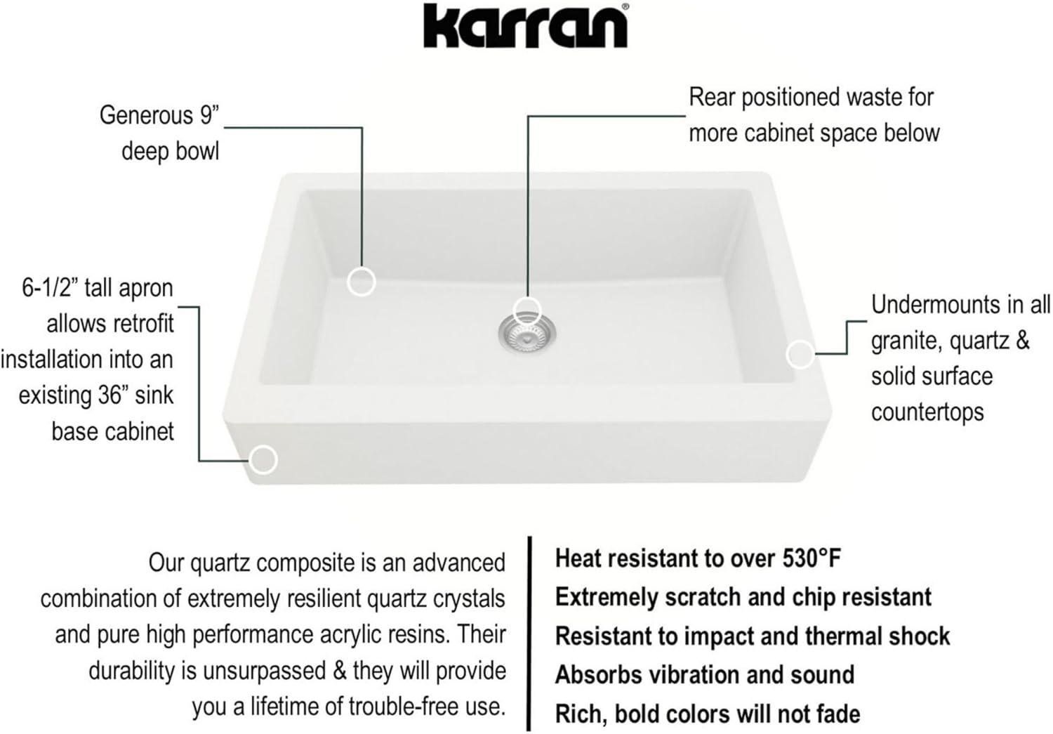 34'' L Farmhouse / Apron Single Bowl Quartz Kitchen Sink