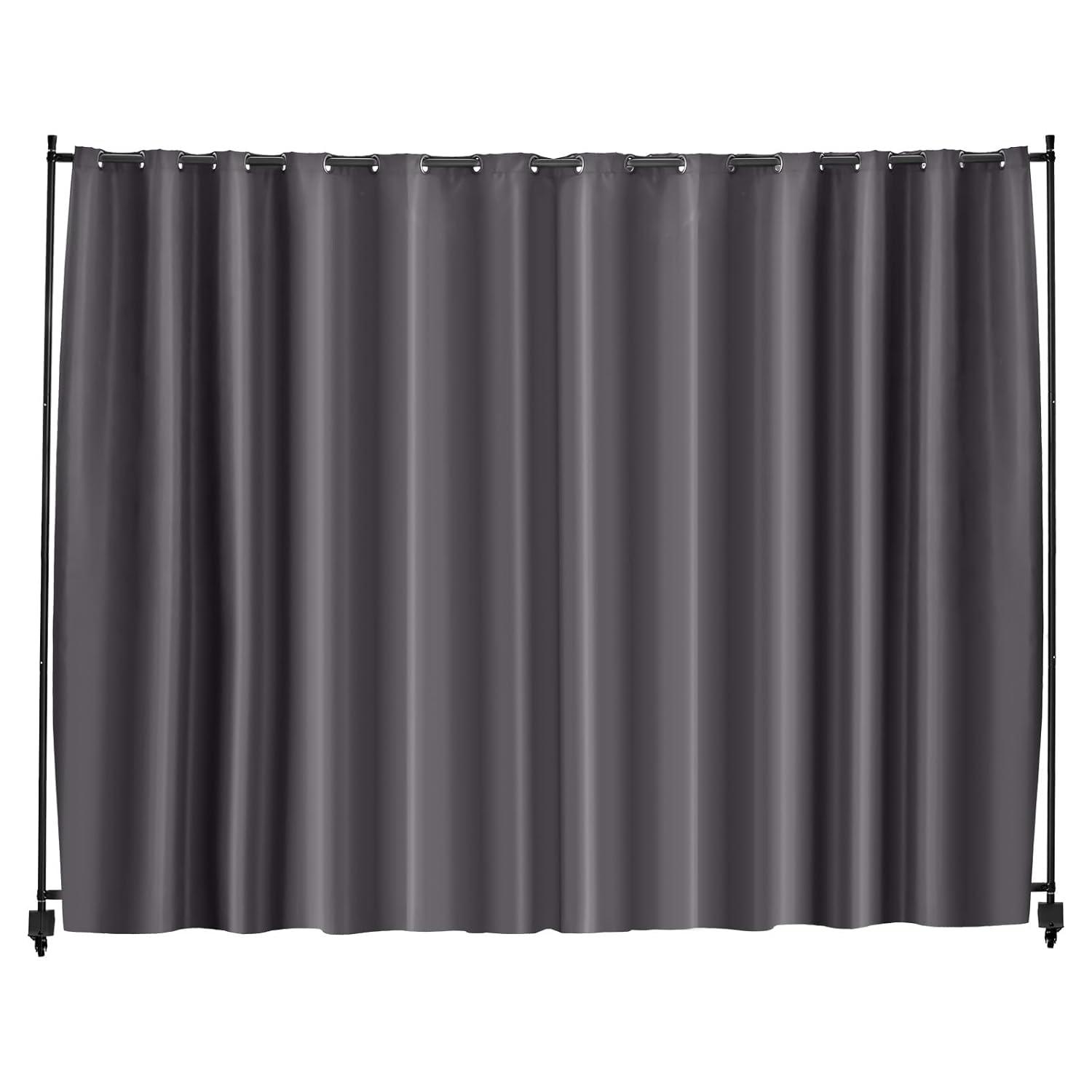 VEVOR Room Divider, Portable Panel Room Divider with Wheels Curtain Divider Stand, Freestanding Partition Divider Privacy Screen for Office, Bedroom, Dining Room, Study, Grey