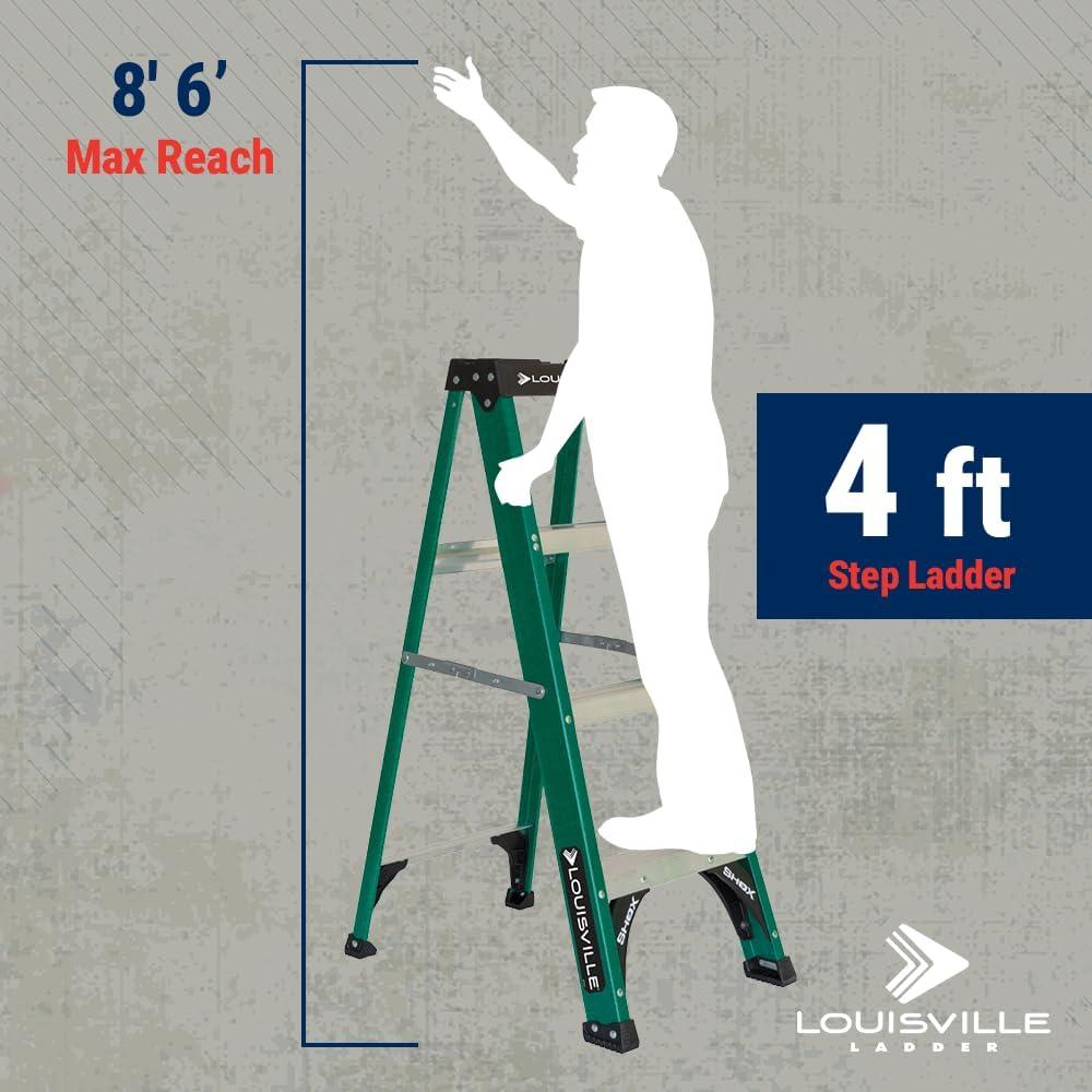 Louisville Ladder 4 ft. Fiberglass Step Ladder with 225 lbs. Load Capacity Type 2 Duty Rating