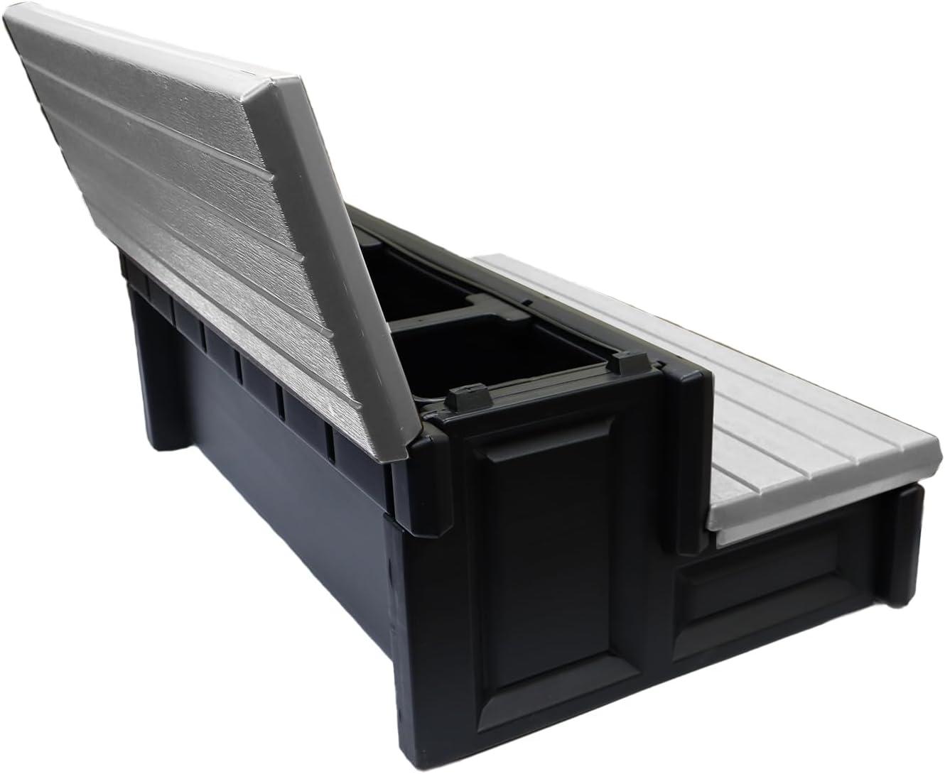 Gray and Black Resin Spa Storage Step with 300lb Capacity