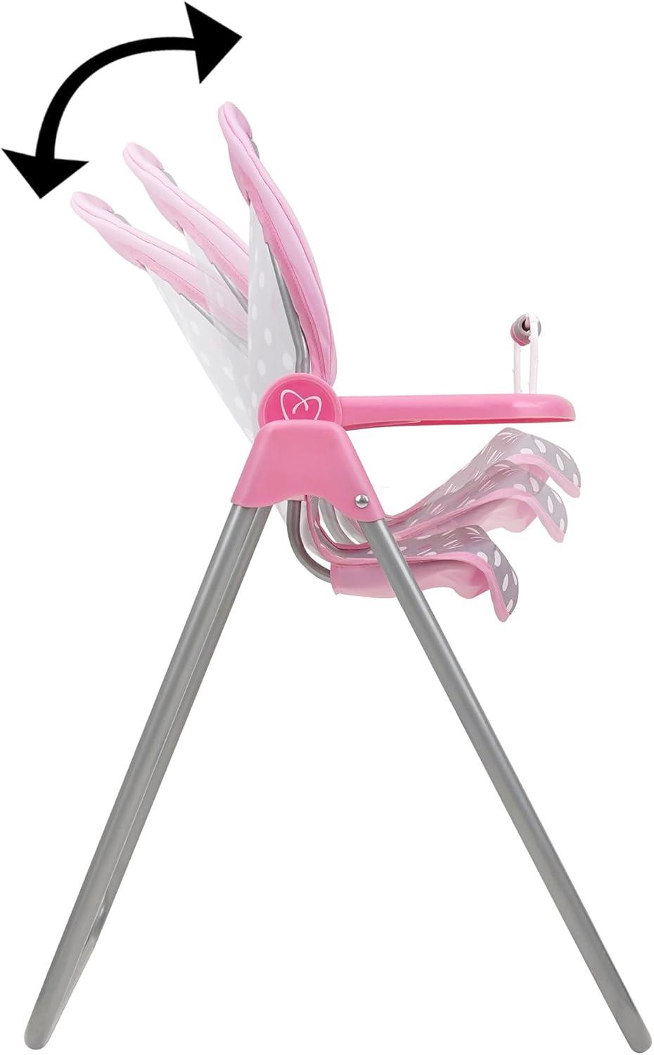 Cotton Candy Pink Foodie Doll Highchair in Grey Polka Dots Fits Dolls Up to 21"