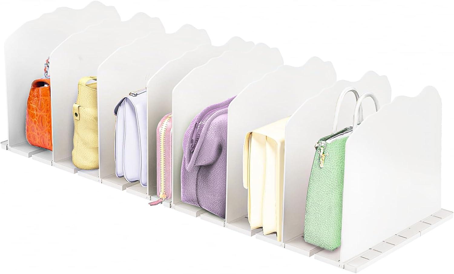 Rebrilliant Adjustable Shelf Divider for Closet, Closet Acrylic Handbag Separators Storage Organizer