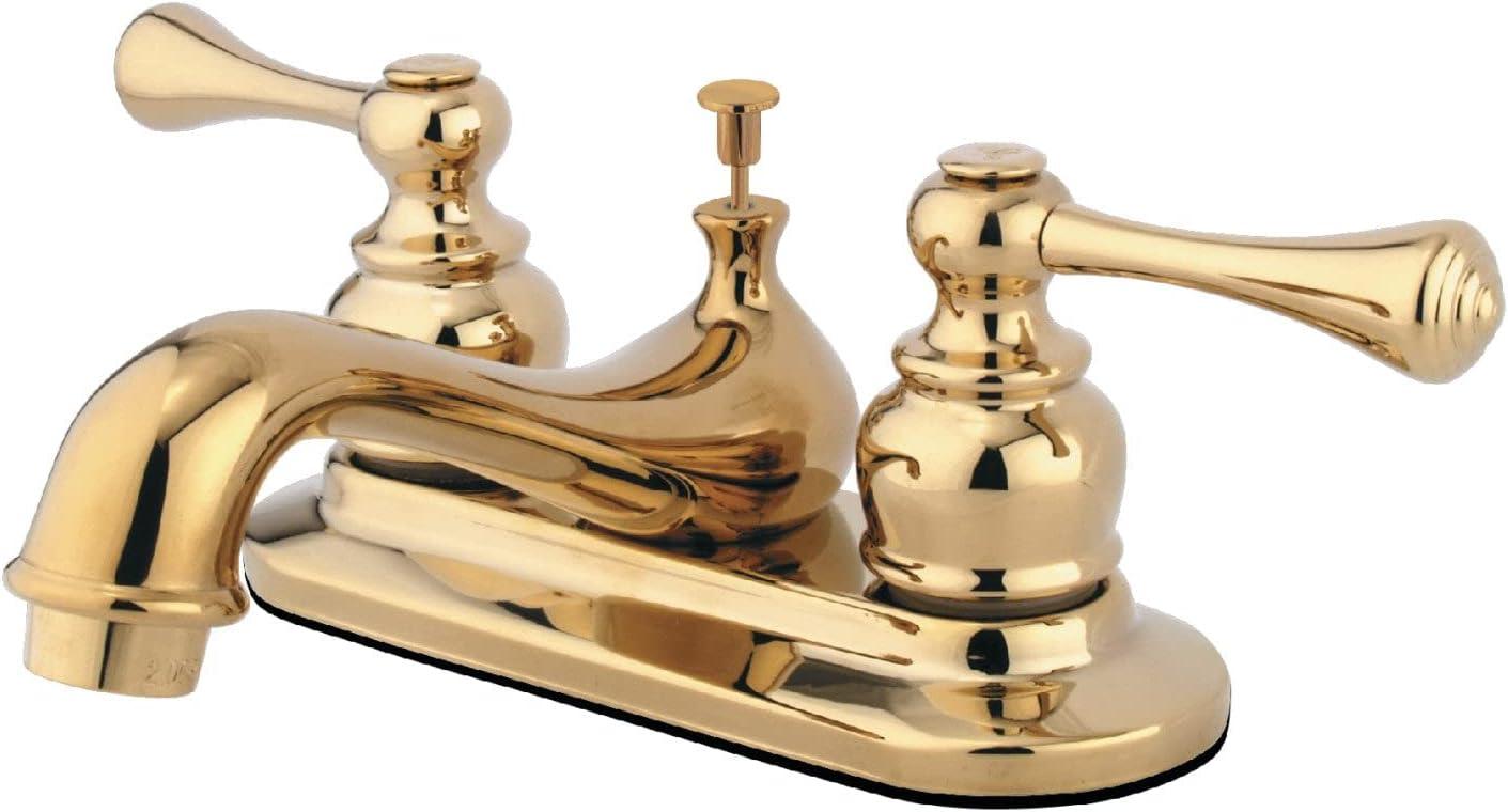 Kingston Brass English Vintage Two-Handle 3-Hole Deck Mount 4" Centerset Bathroom Faucet with Plastic Pop-Up