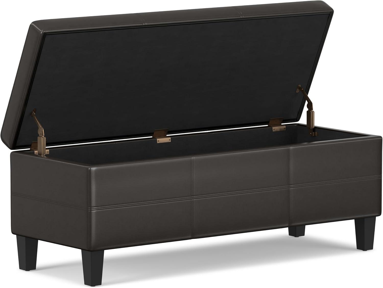 Simpli Home Afton 48"W Vegan Faux Leather Storage Ottoman Bench