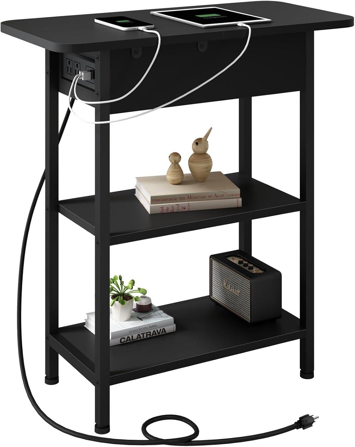 End Table with USB Ports and Outlets,Sofa Couch Table Bedside Table for Living Room Bedroom