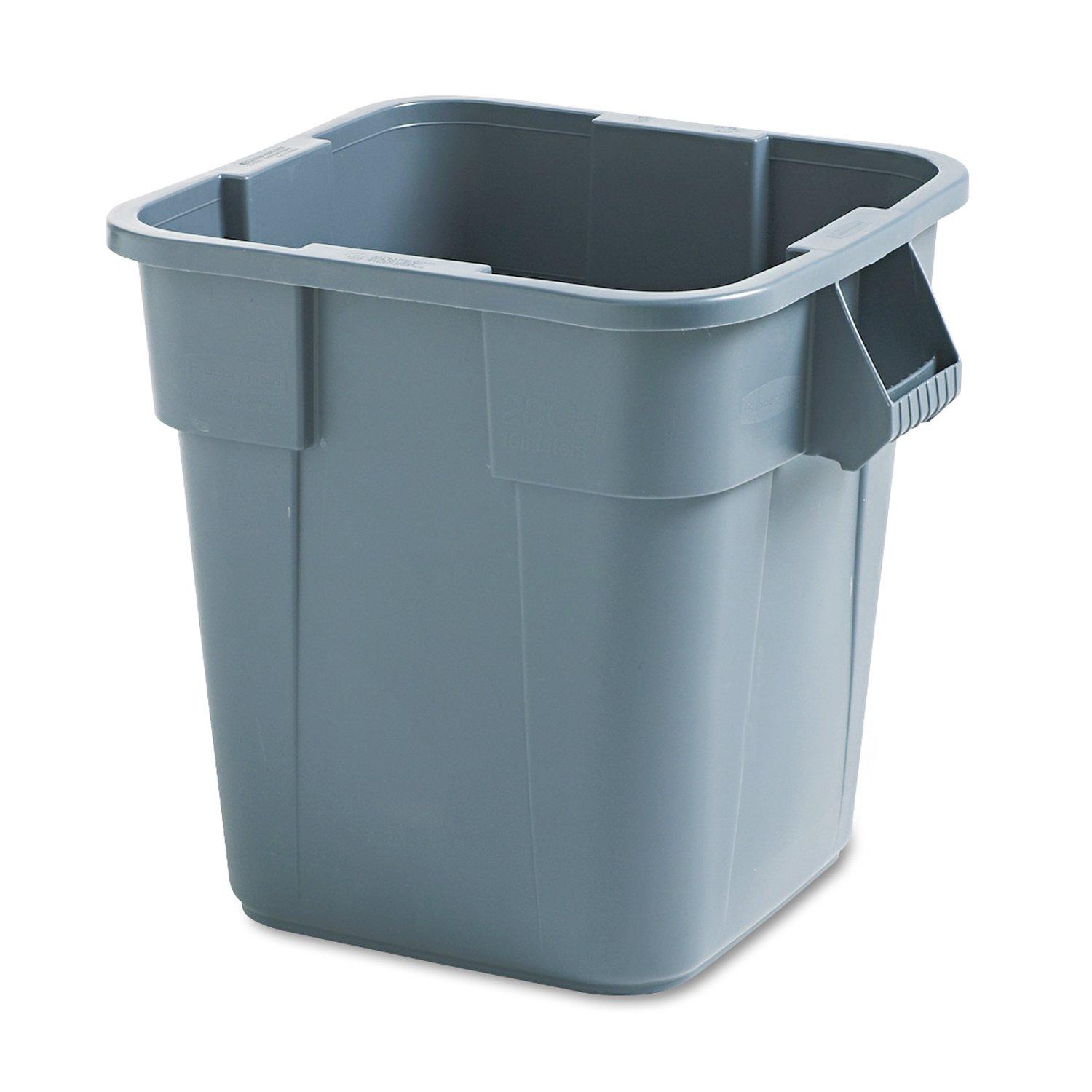 BRUTE Square Bin Storage Container without Lid, 28-Gallon, Gray (FG352600GRAY)