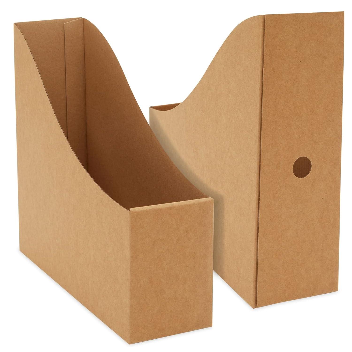Juvale Juvale 8-Pack Kraft Paper Material Cardboard Magazine File Holder Boxes with Labels - Desk Organizer for Documents