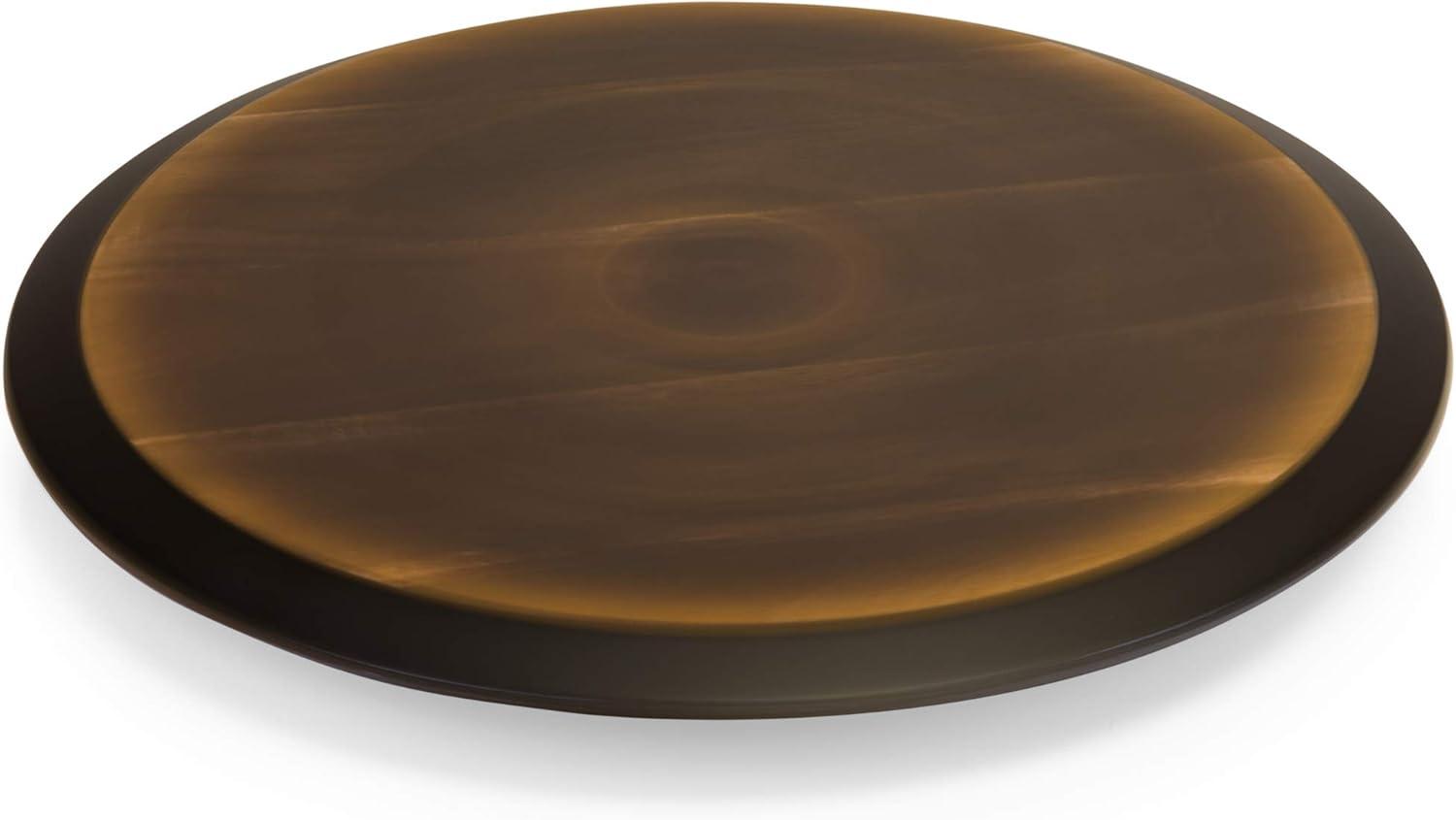 Picnic Time Lazy Susan Fire Acacia Wood Serving Tray: Round Brown Easy-To-Spin Design, 18" Diameter