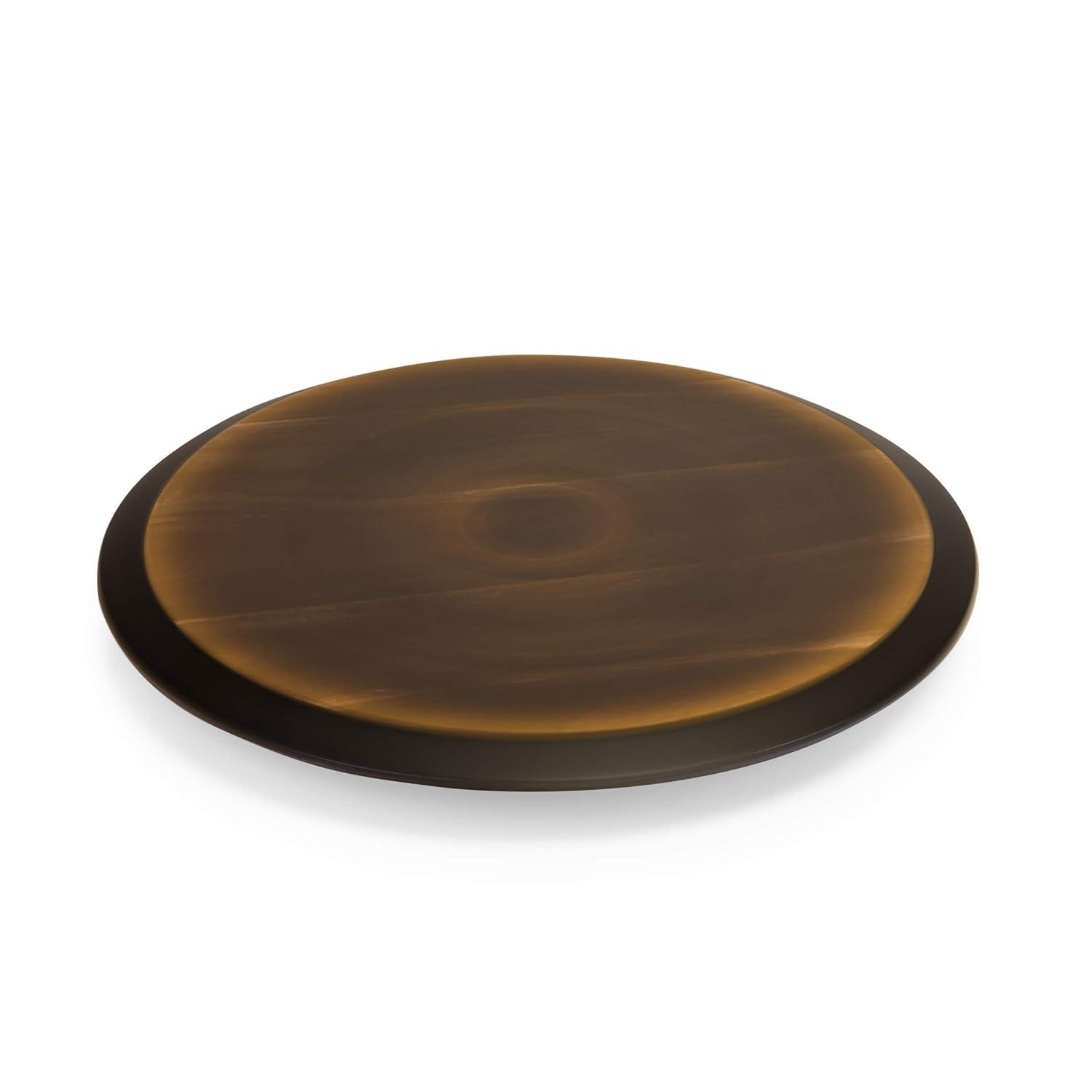 Picnic Time Lazy Susan Fire Acacia Wood Serving Tray: Round Brown Easy-To-Spin Design, 18" Diameter