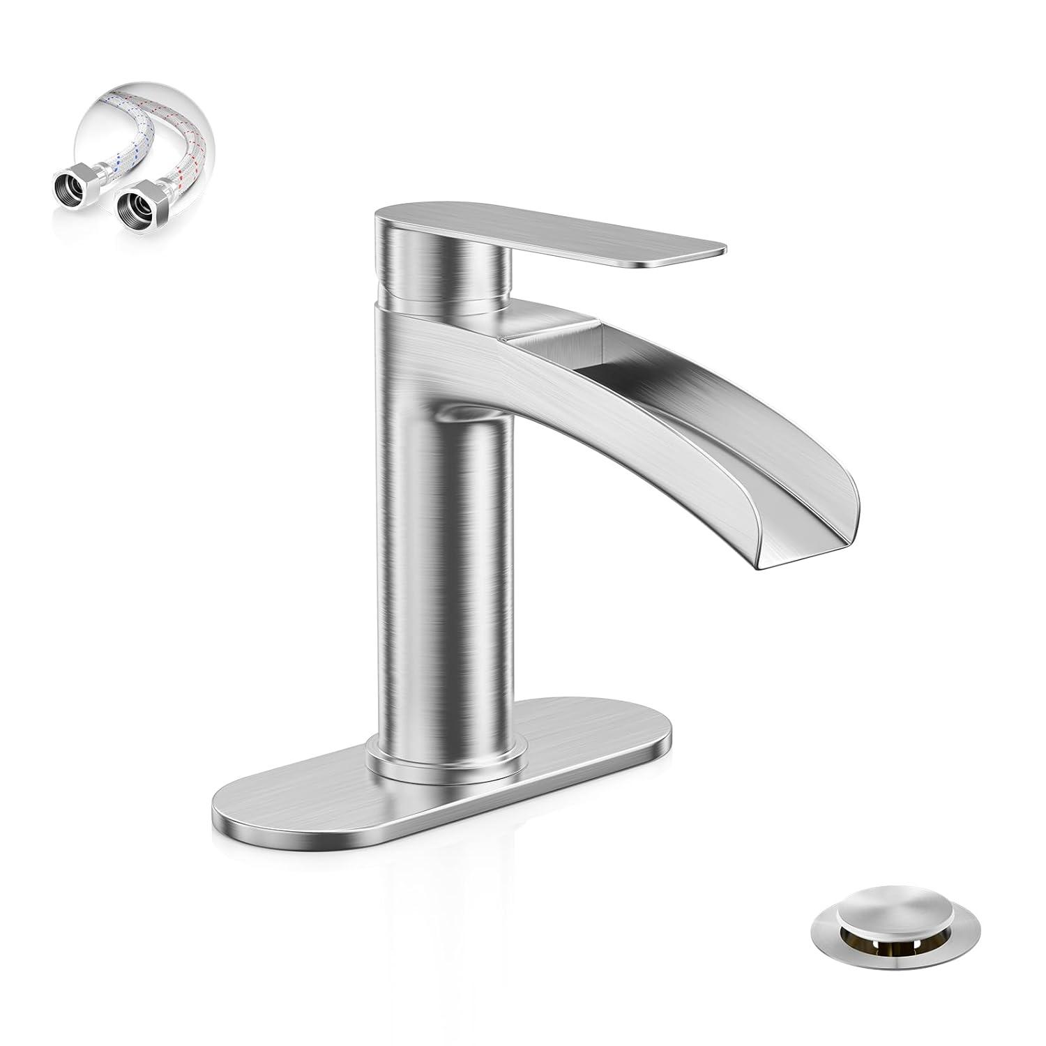 Single-Hole Single-handle Bathroom Faucet with Drain Assembly