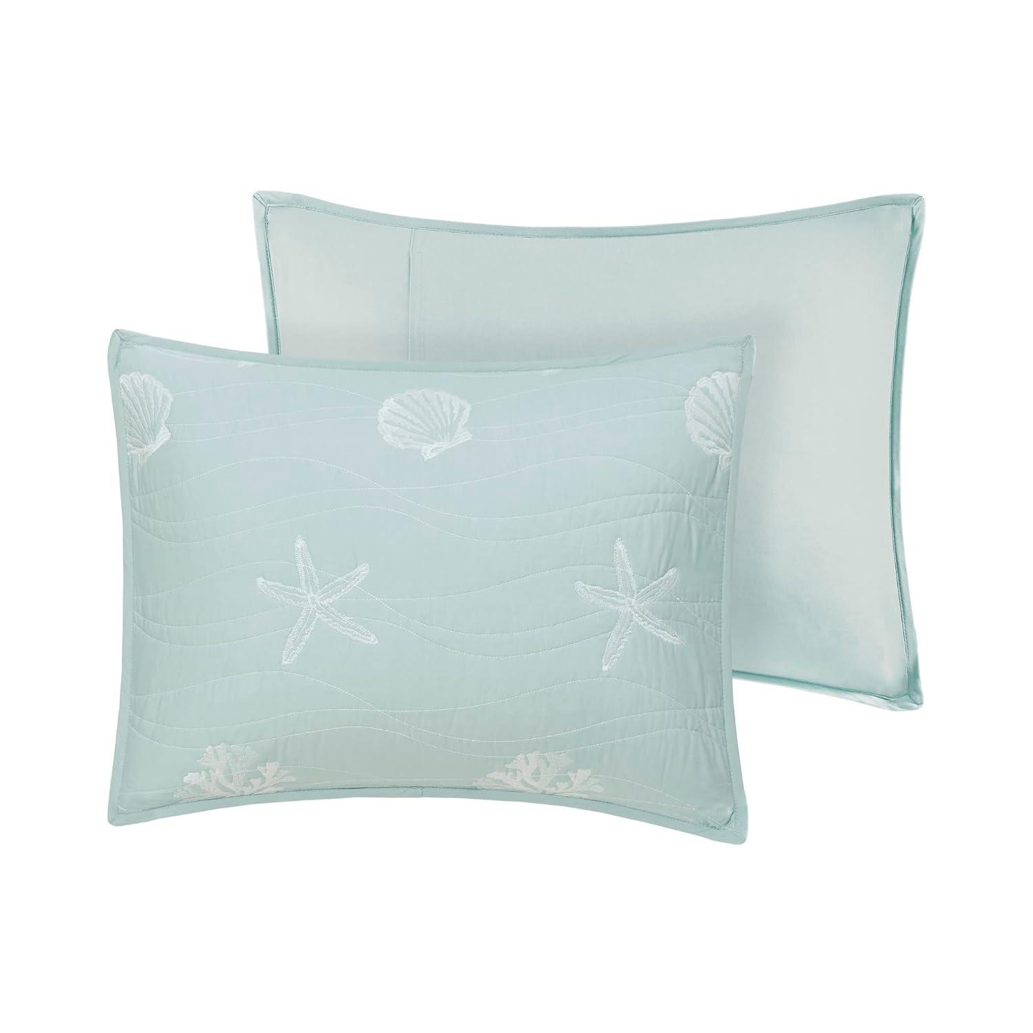Harbor House Seaside 4 Piece Cotton Reversible Embroidered Quilt Set