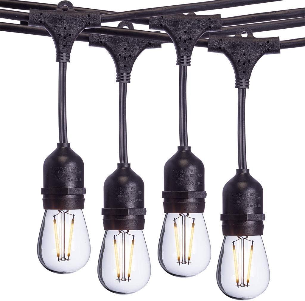 48-Foot Black Edison LED Outdoor String Lights