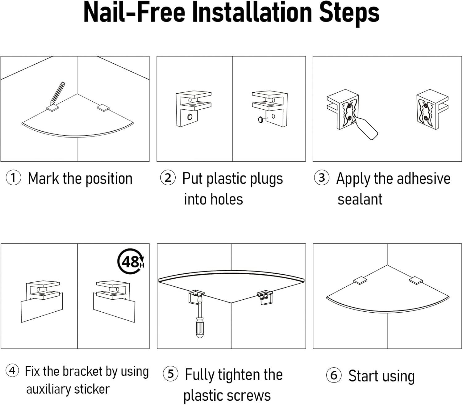 GeekDigg Glass Shelf Shower Caddie, 2-Pack Clear